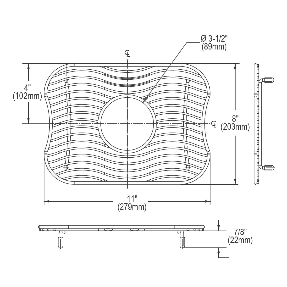 polished stainless steel bottom grid