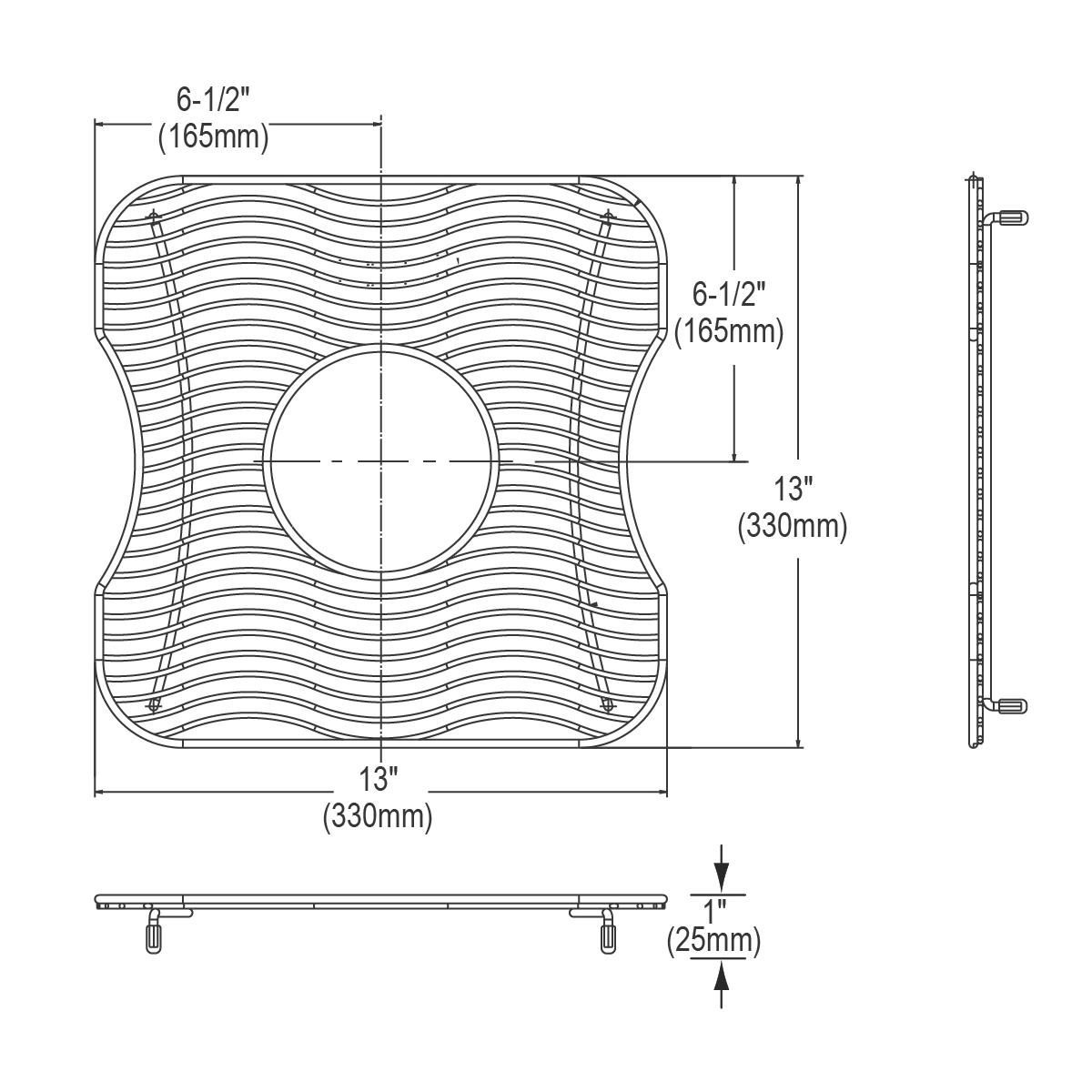 polished stainless steel bottom grid