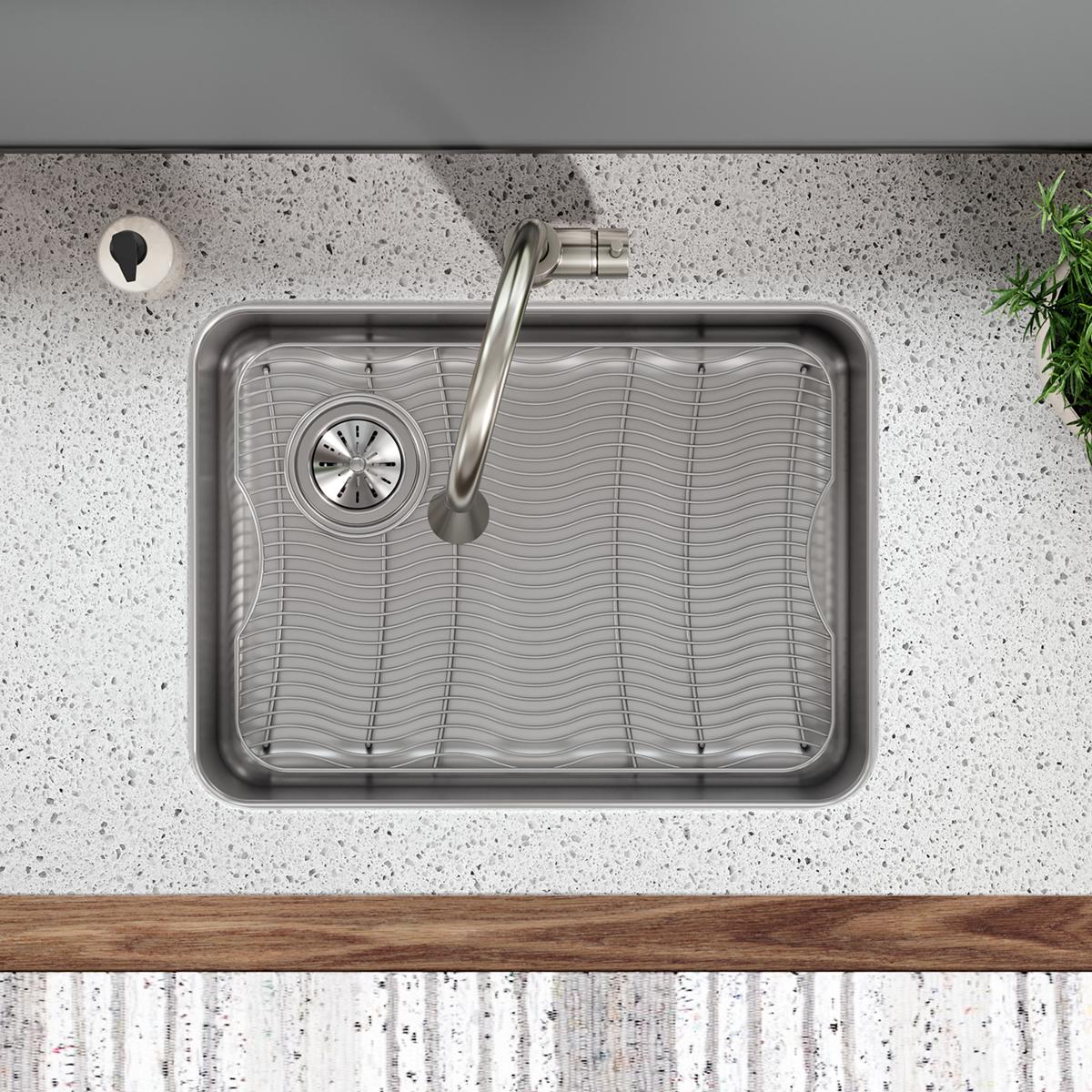 polished stainless steel bottom grid