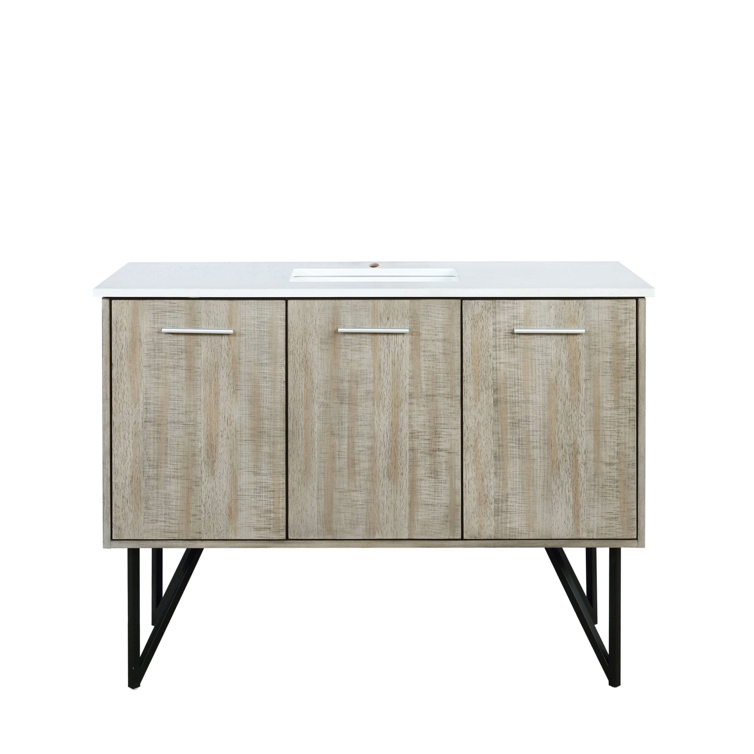Lexora Lancy 48 in W x 20 in D Rustic Acacia Bath Vanity and White Quartz Top