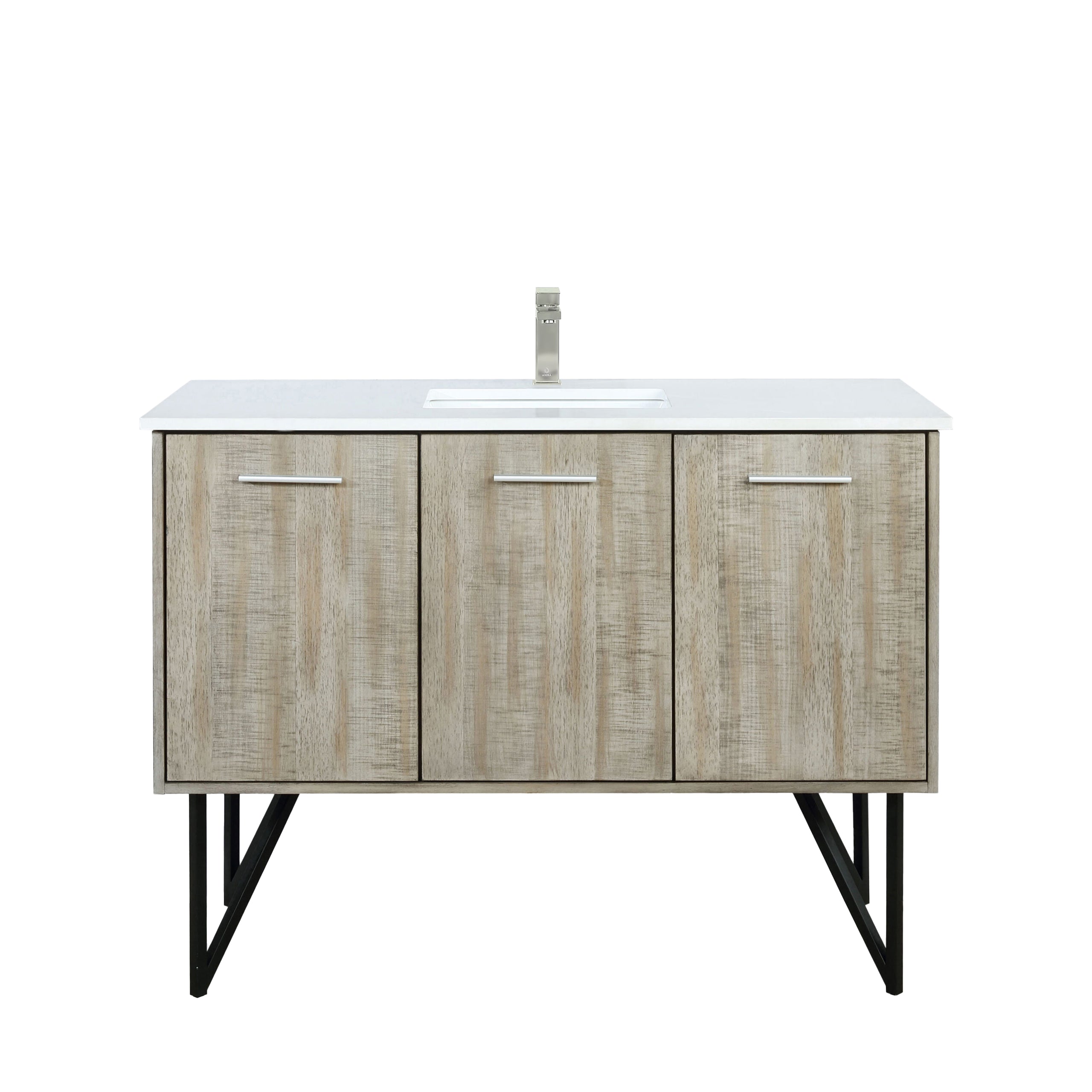 Lexora Lancy 48 in W x 20 in D Rustic Acacia Bath Vanity and White Quartz Top