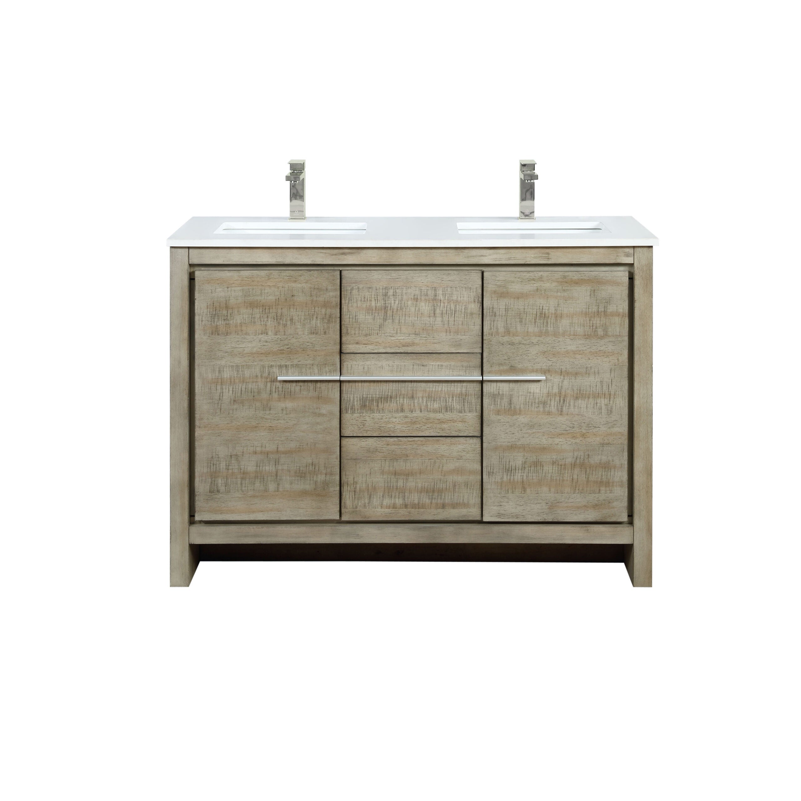 Lexora Lafarre 48 in W x 20 in D Rustic Acacia Double Bath Vanity and White Quartz Top