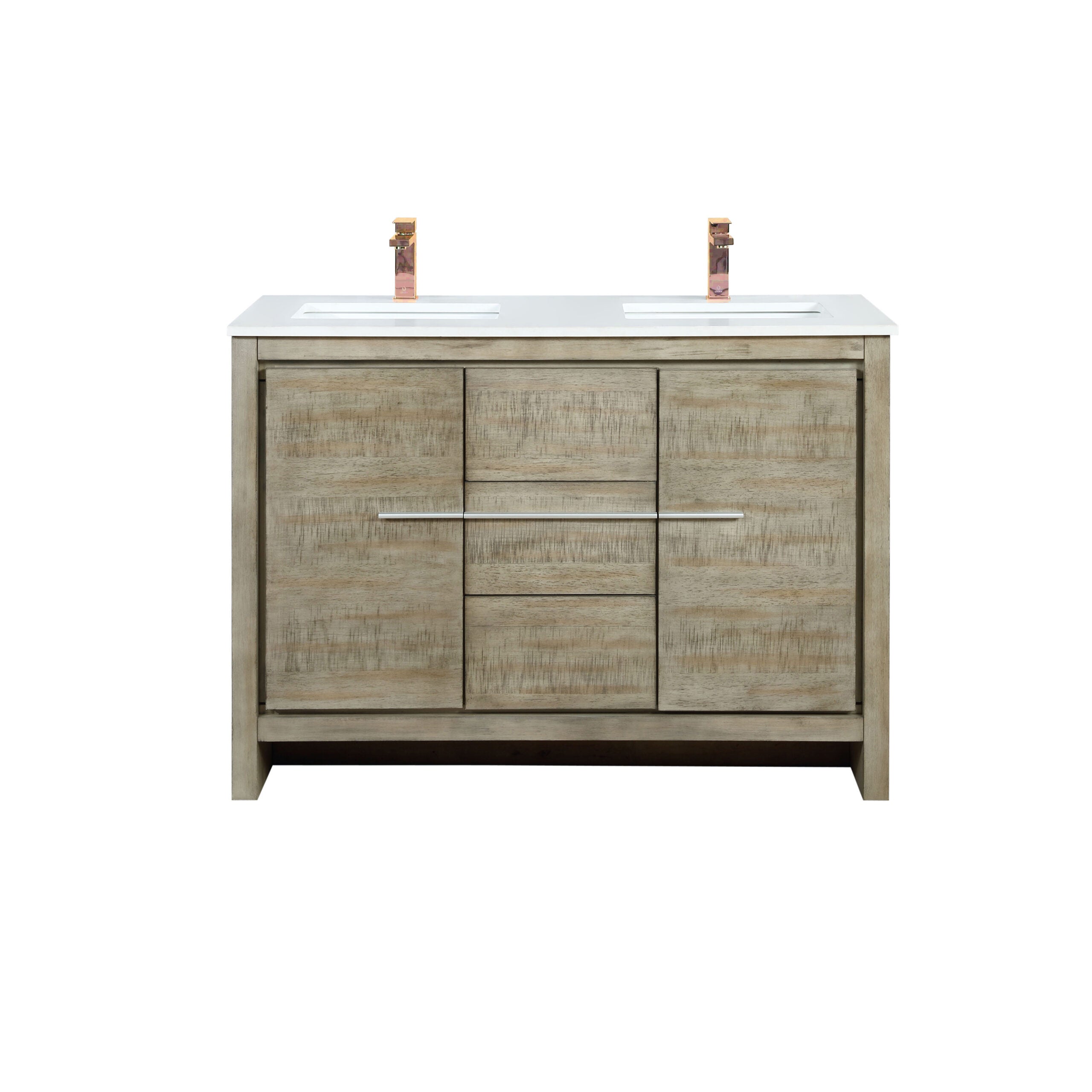 Lexora Lafarre 48 in W x 20 in D Rustic Acacia Double Bath Vanity and White Quartz Top