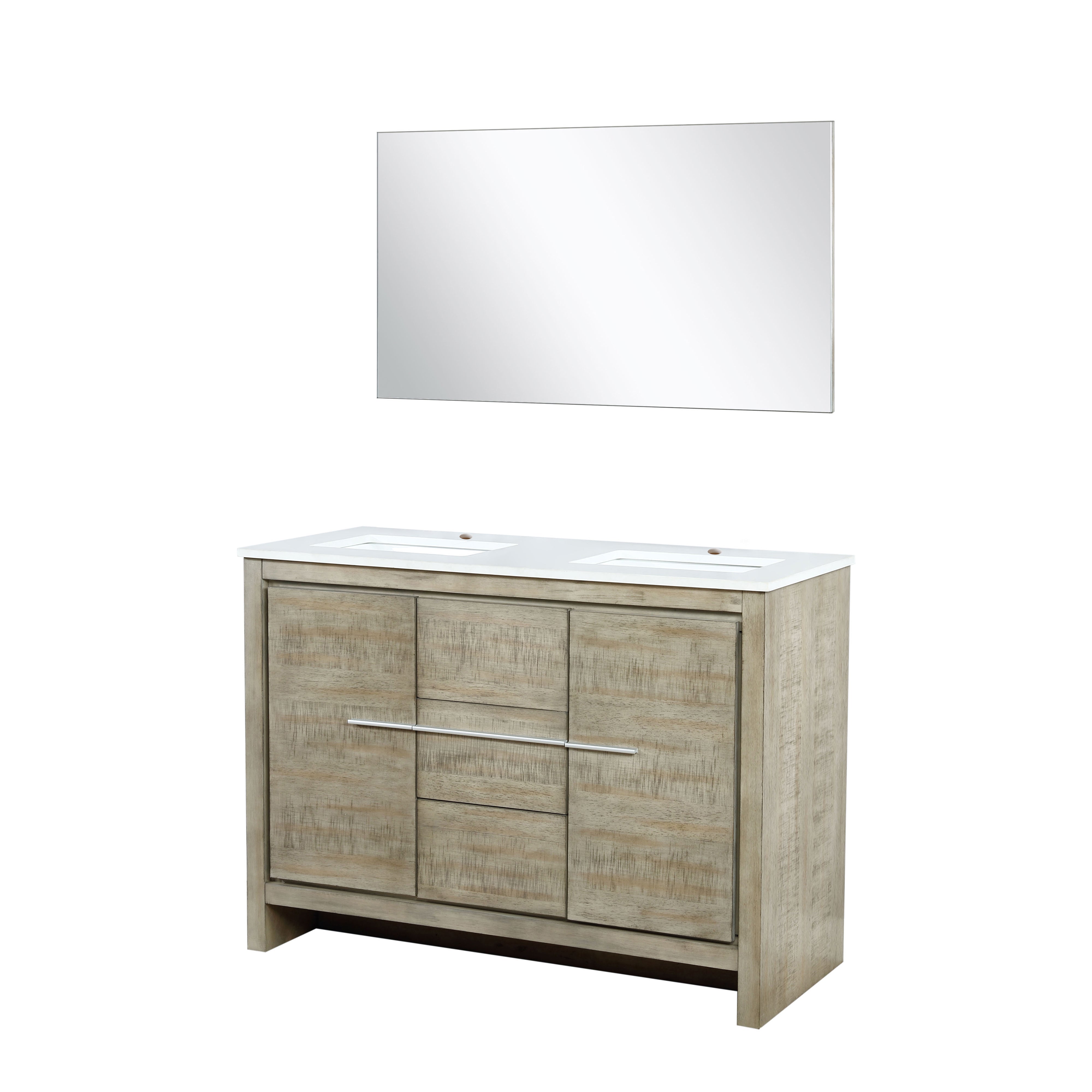Lexora Lafarre 48 in W x 20 in D Rustic Acacia Double Bath Vanity and White Quartz Top