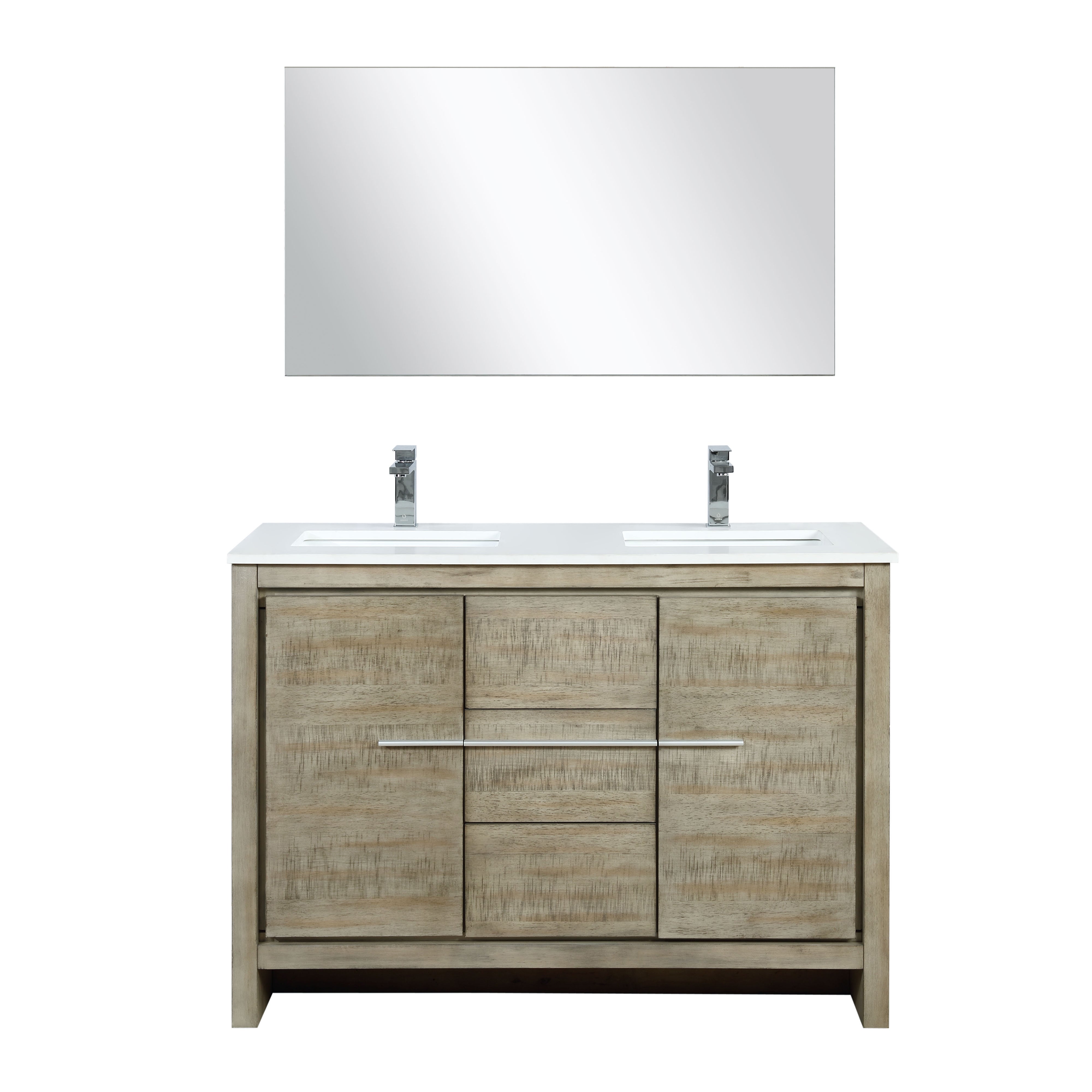 Lexora Lafarre 48 in W x 20 in D Rustic Acacia Double Bath Vanity and White Quartz Top