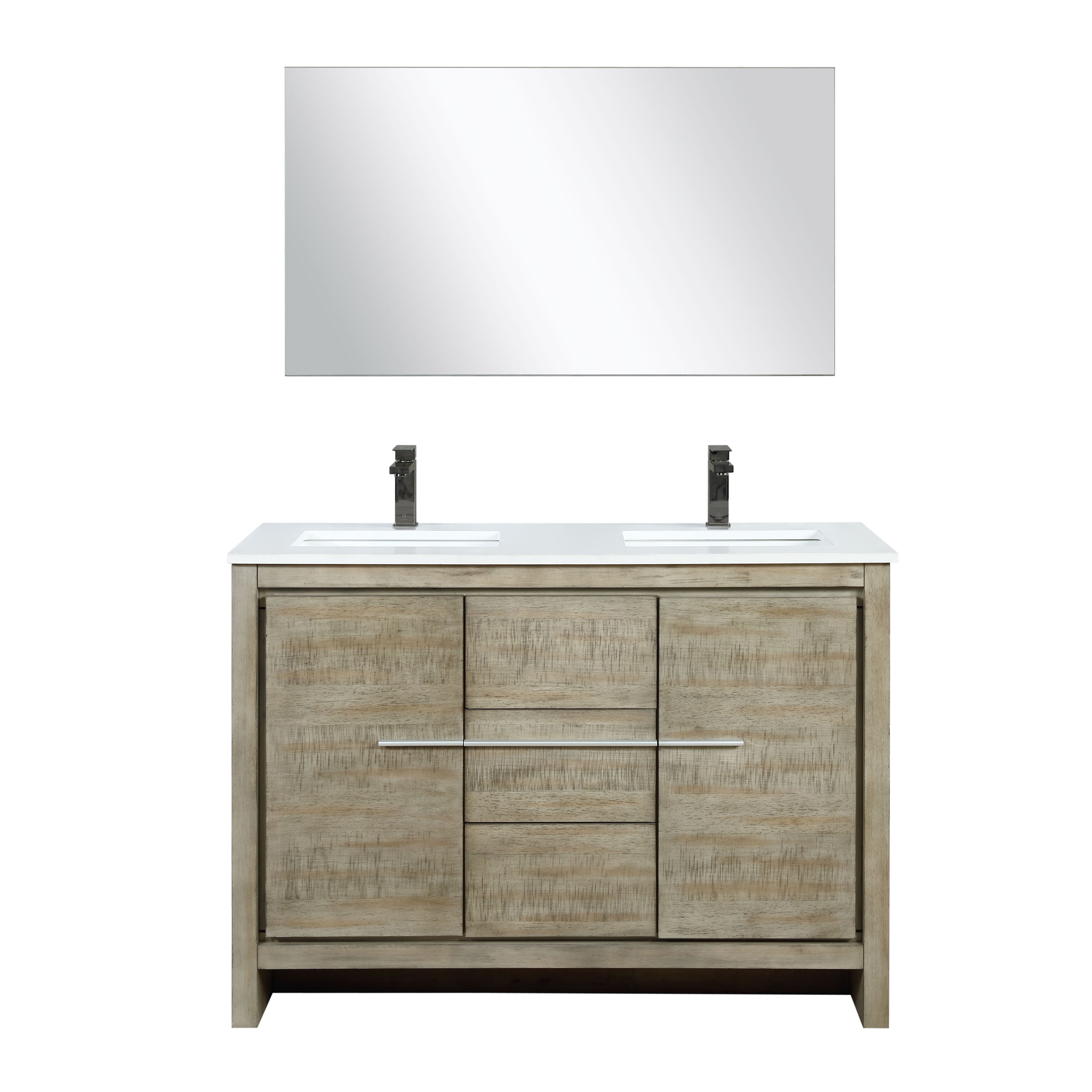 Lexora Lafarre 48 in W x 20 in D Rustic Acacia Double Bath Vanity and White Quartz Top