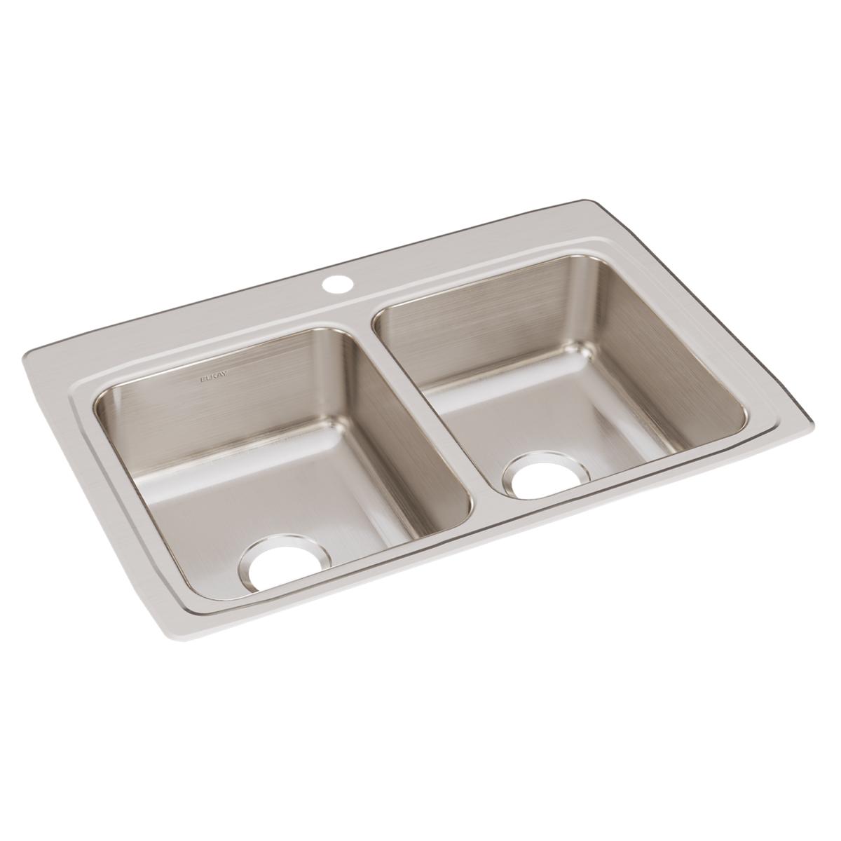 lustrous satin double bowl drop-in sink