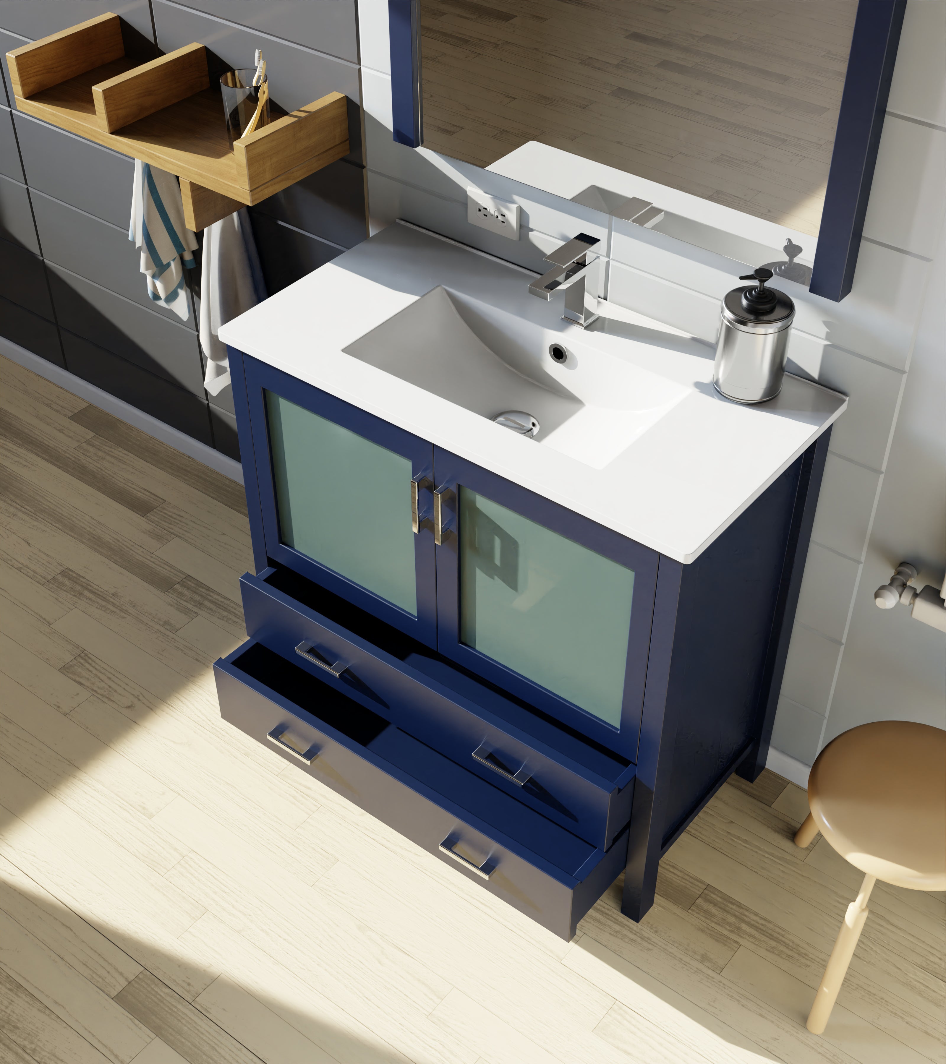 navy blue vanity