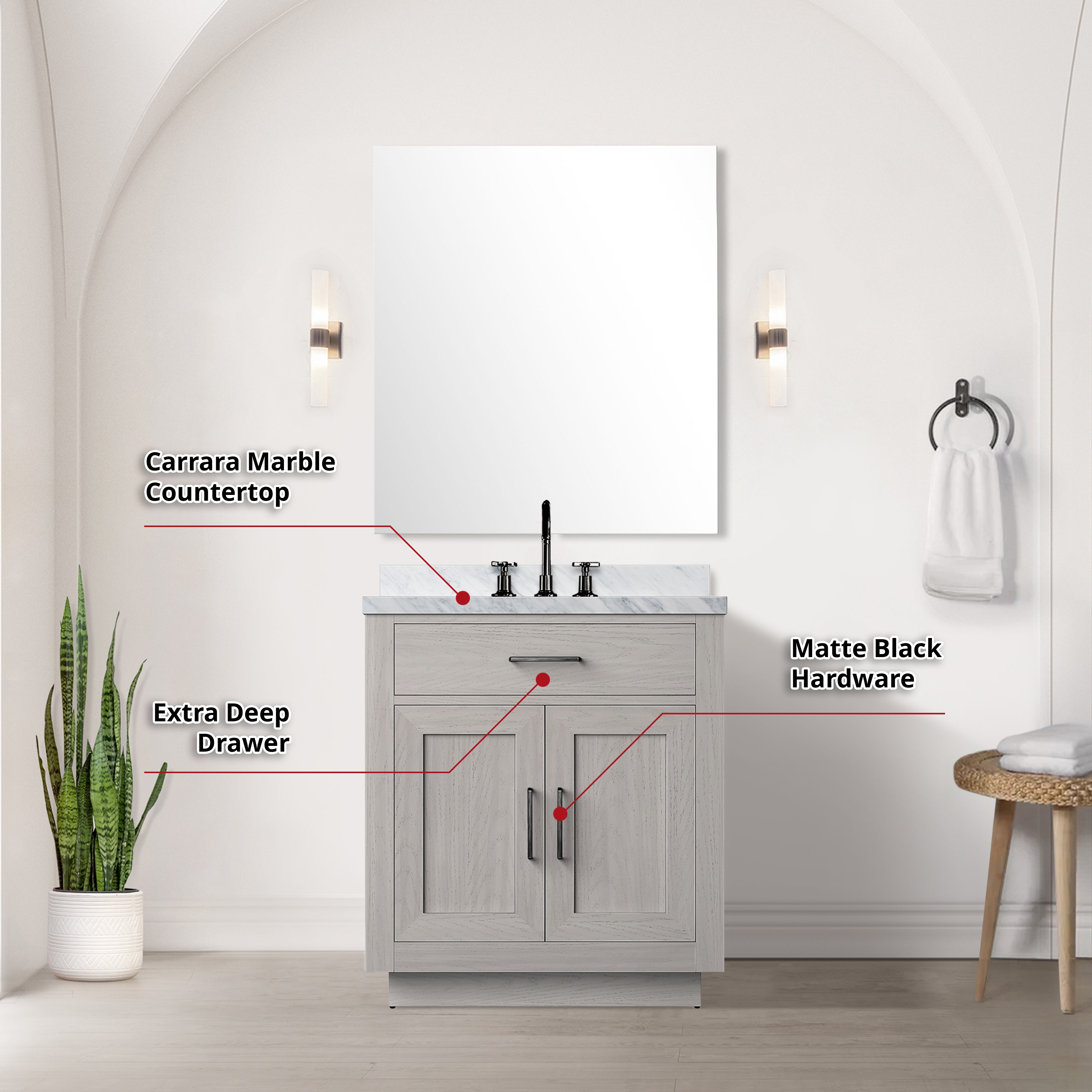 white oak vanity