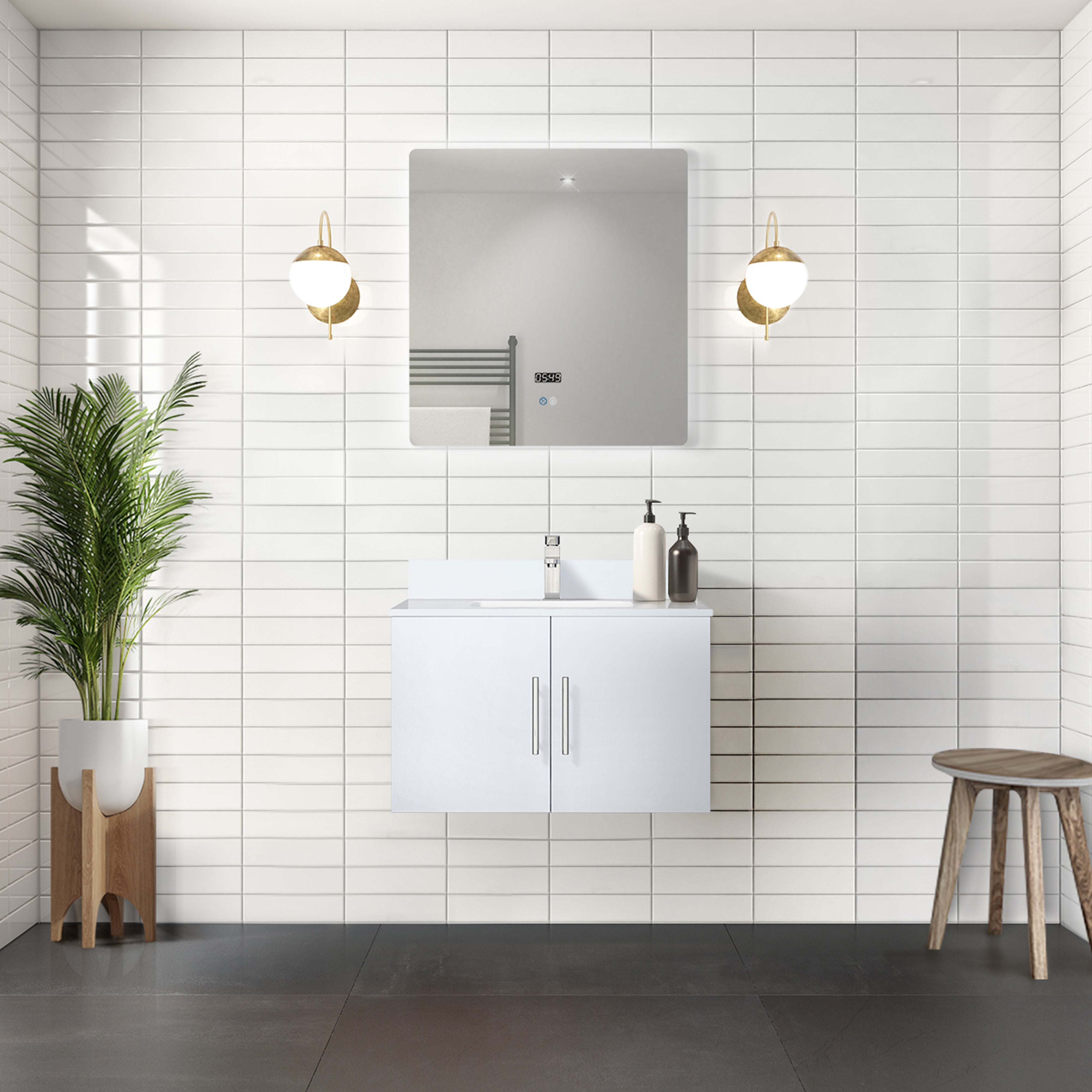 glossy white vanity