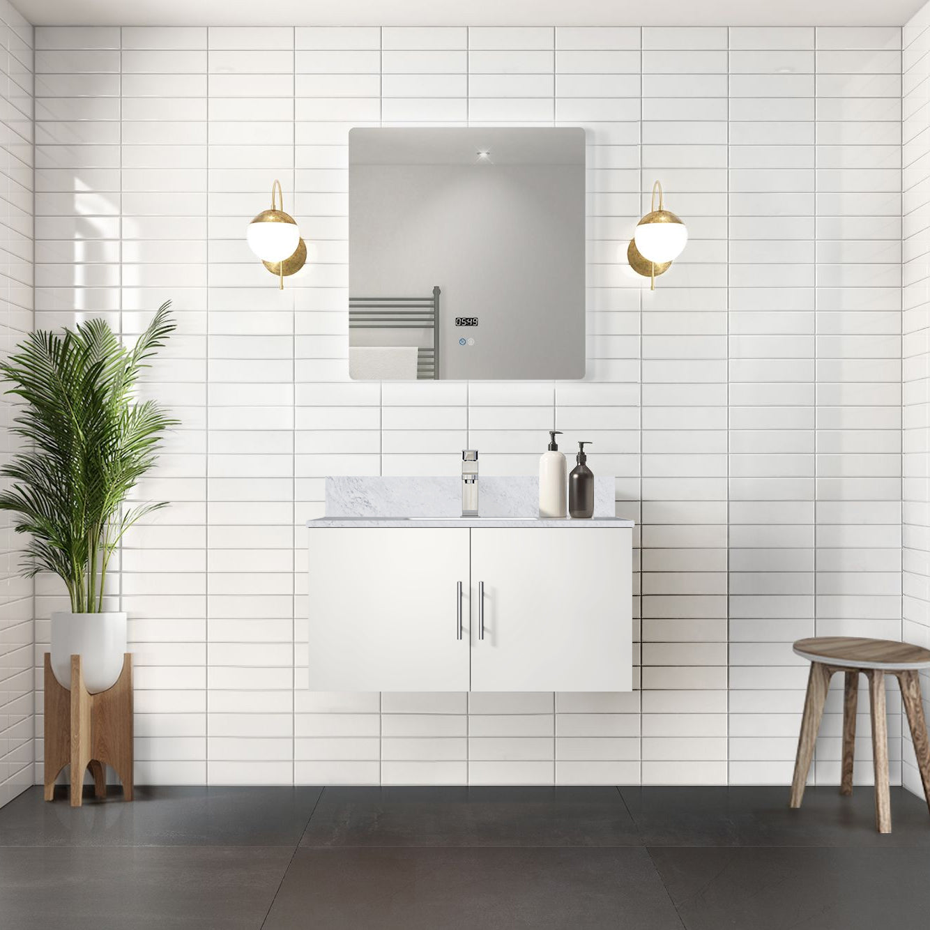 glossy white vanity