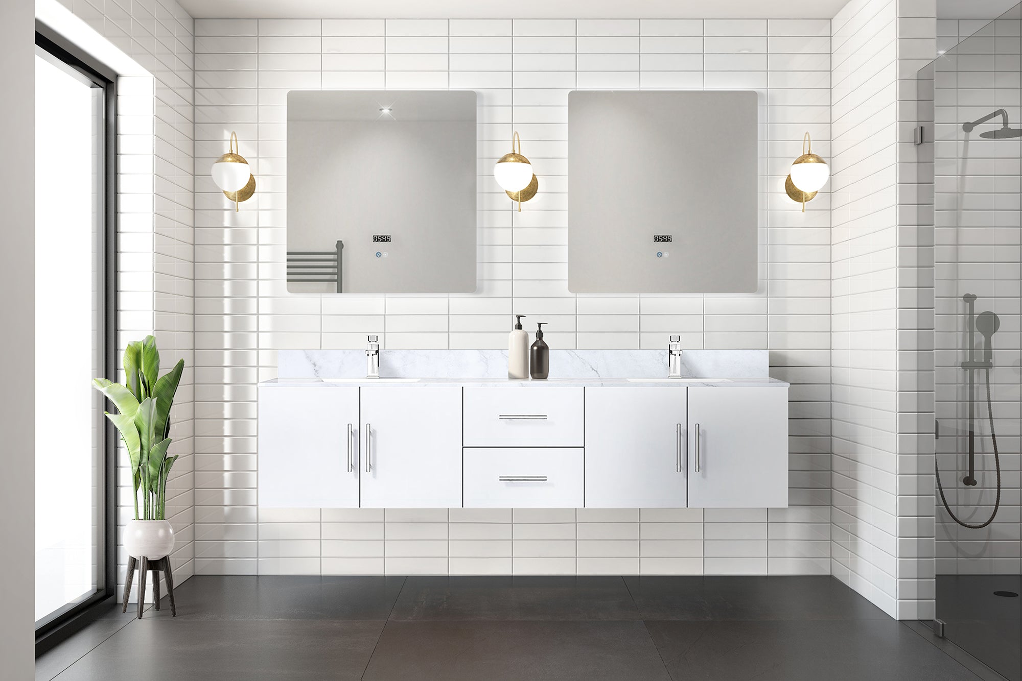 glossy white vanity