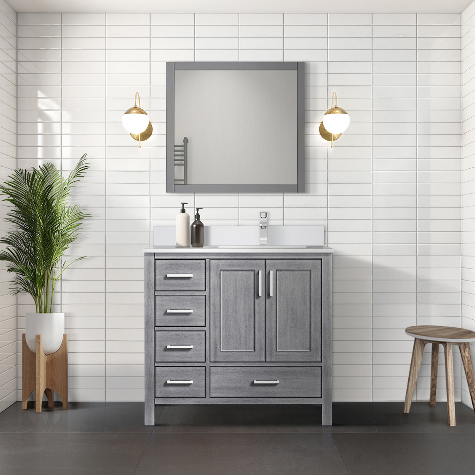 distressed grey vanity