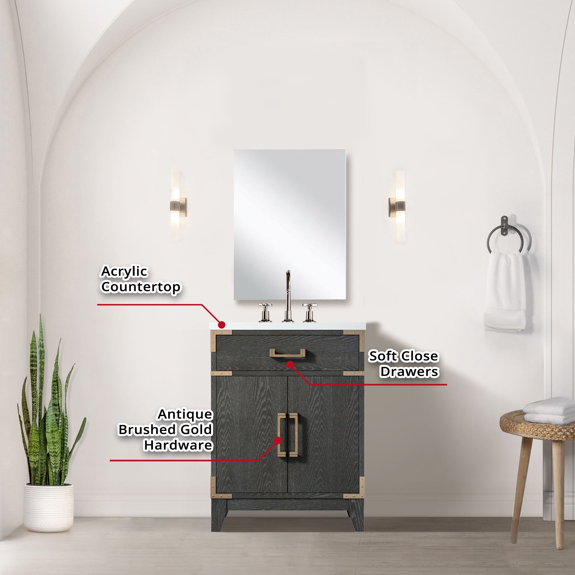 black oak vanity
