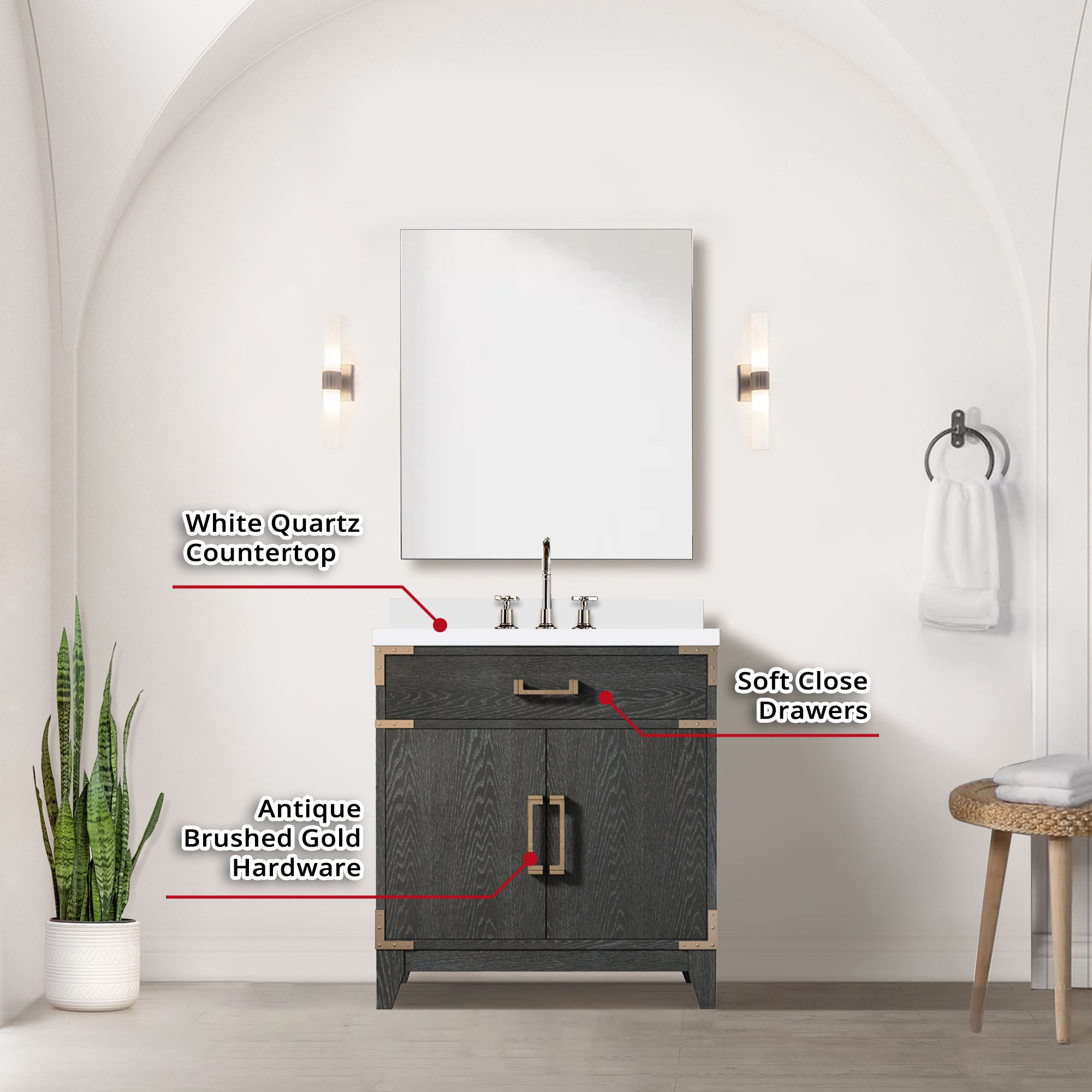 black oak vanity