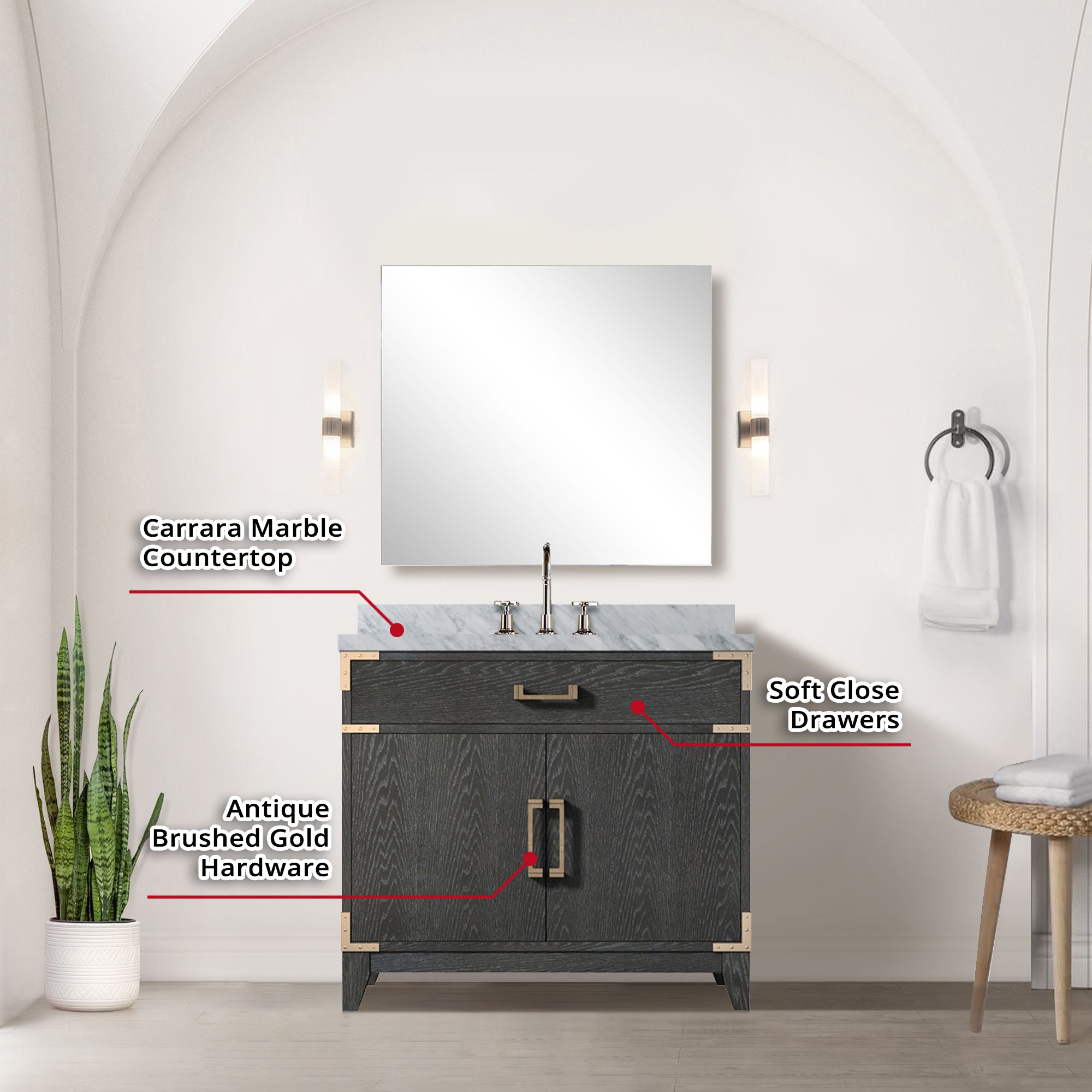 black oak vanity