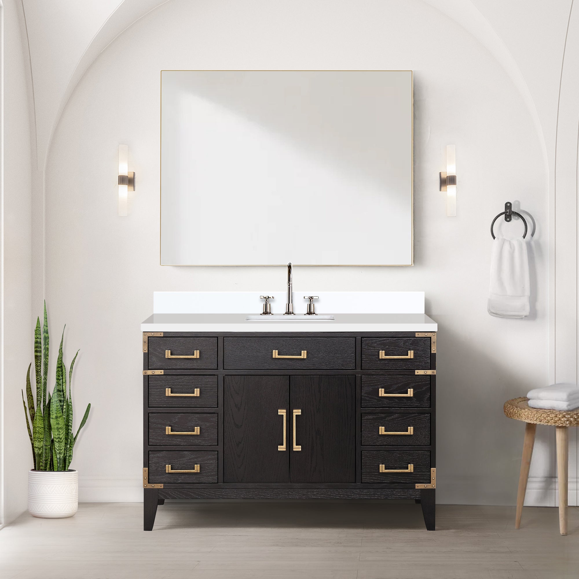 black oak vanity