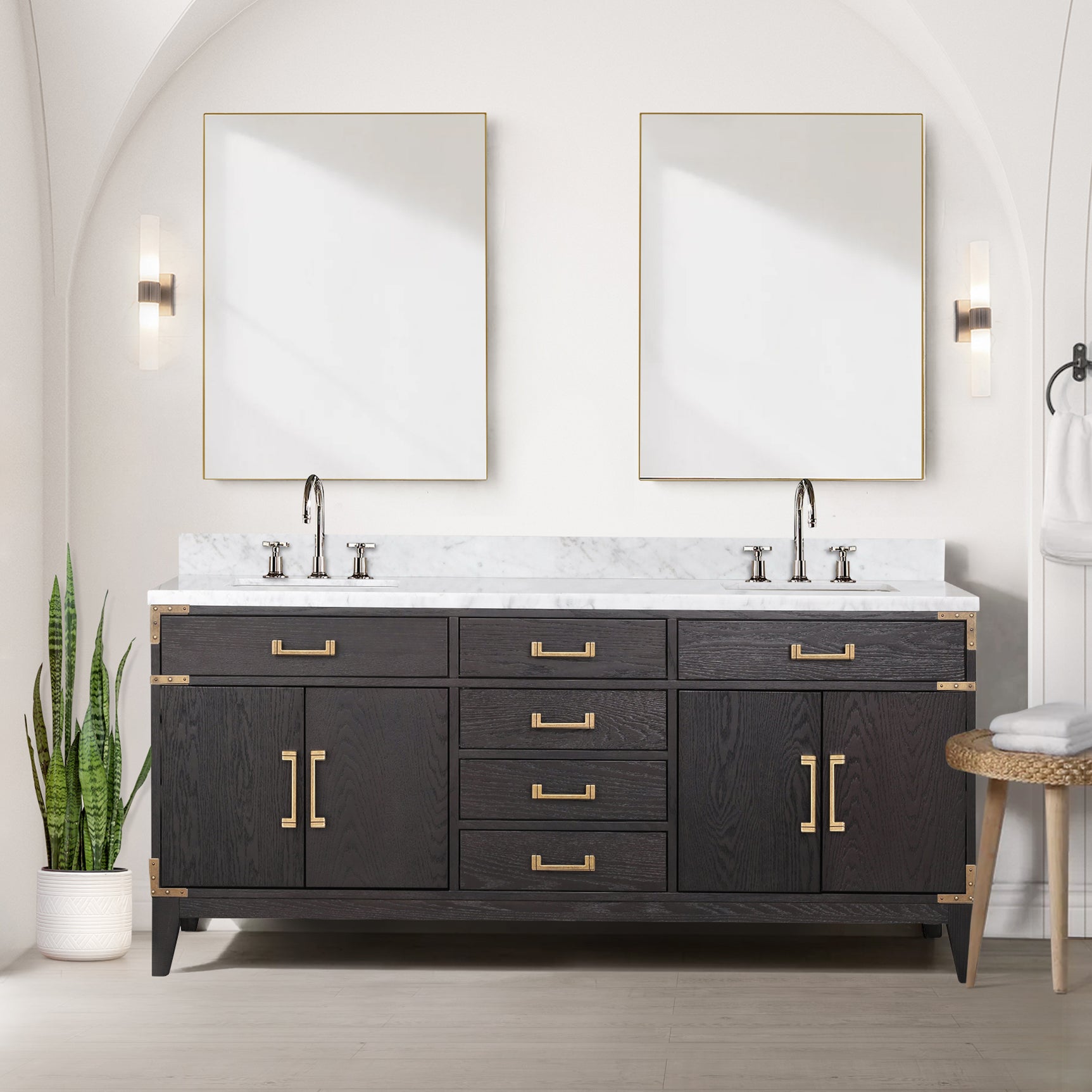 black oak vanity