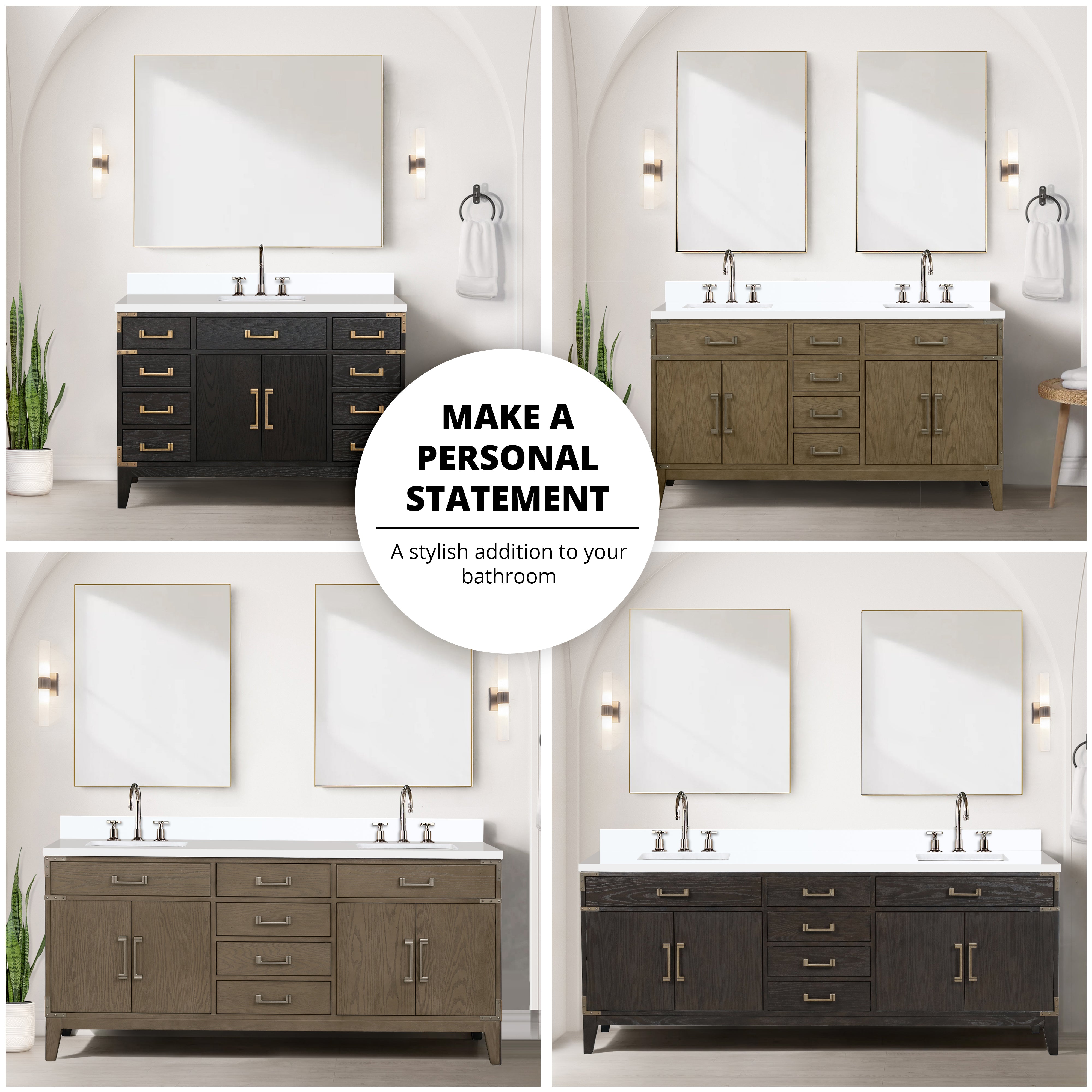 brown oak vanity