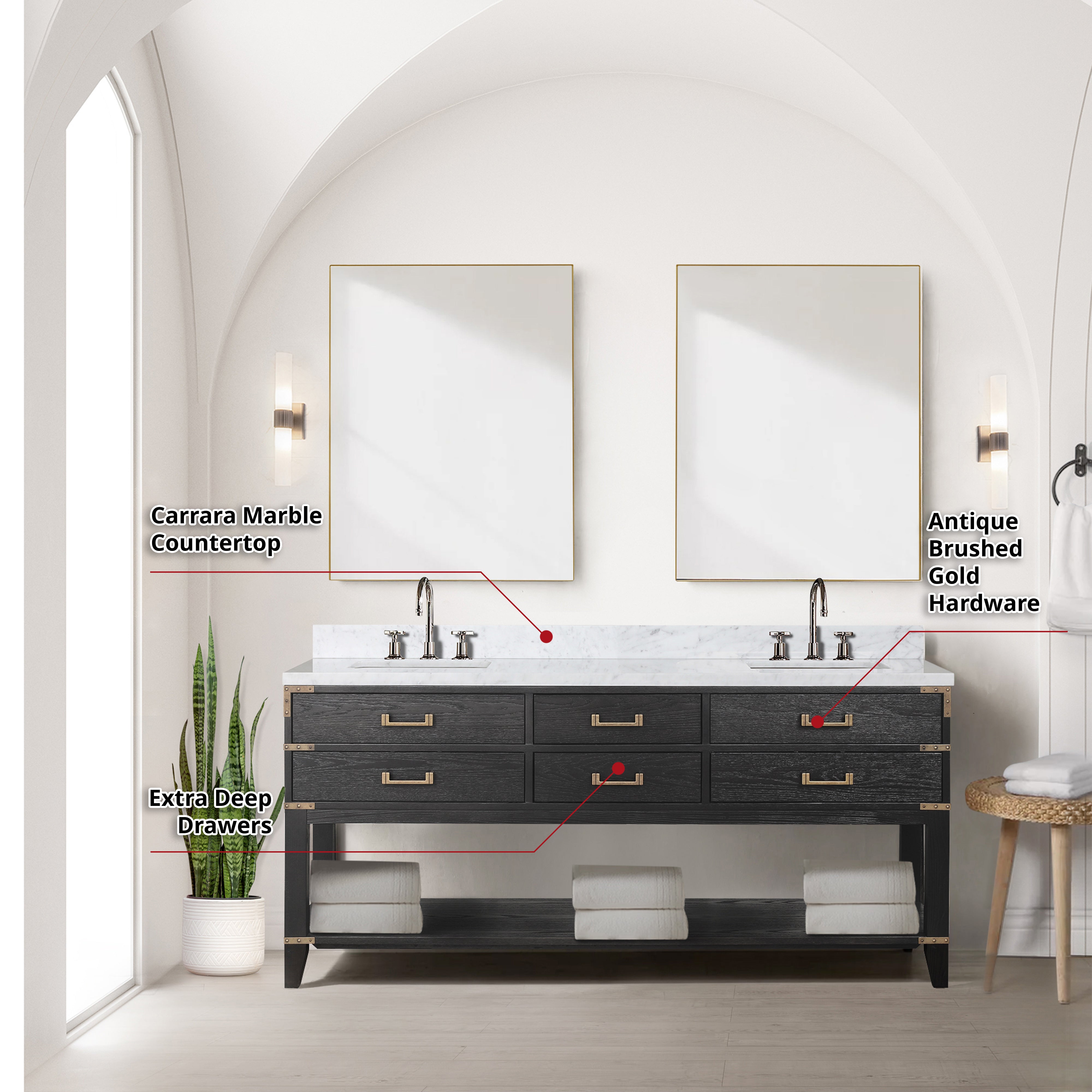 black oak vanity