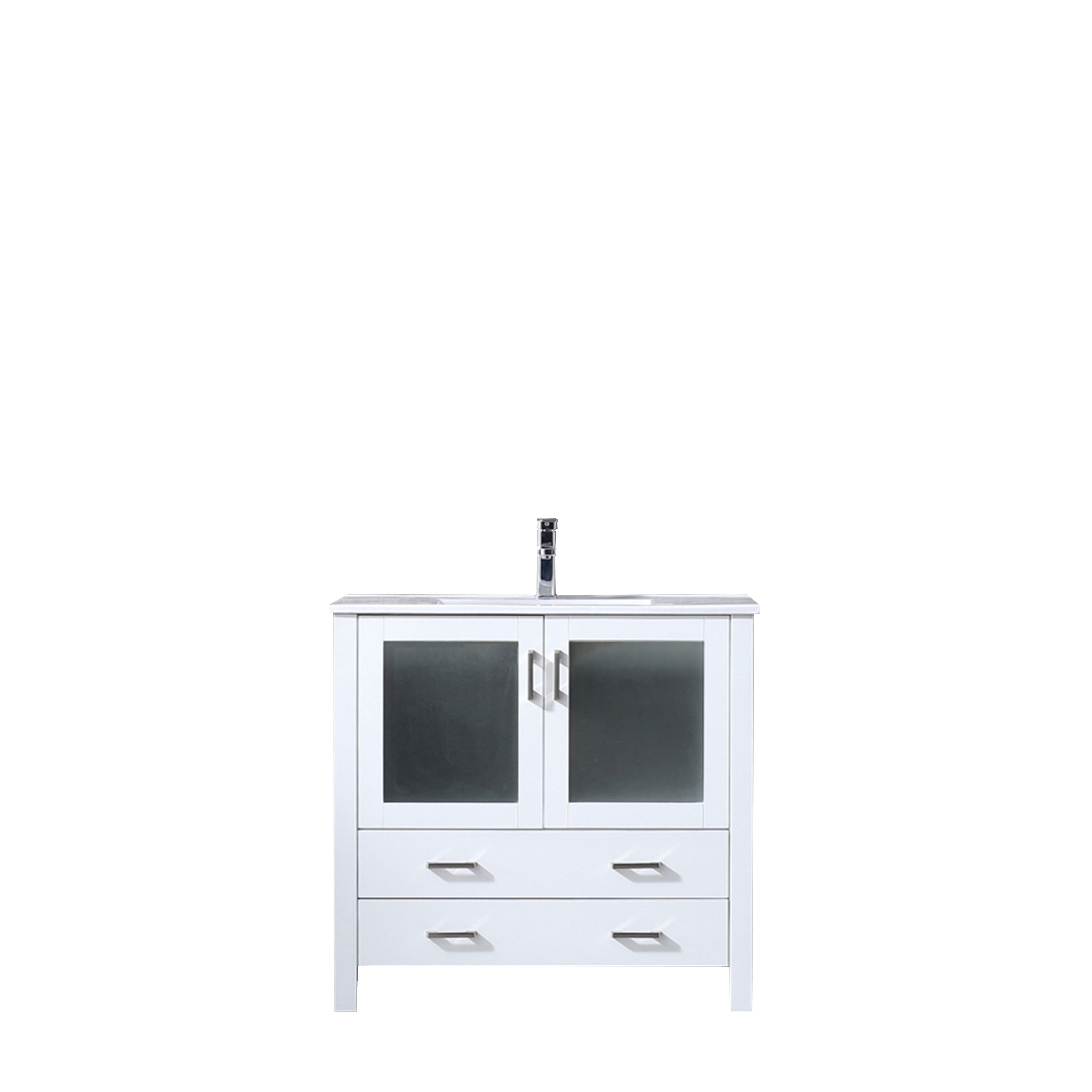 Lexora Volez 36 in W x 18.25 in D Bath Vanity with White Ceramic Top and Faucet Set