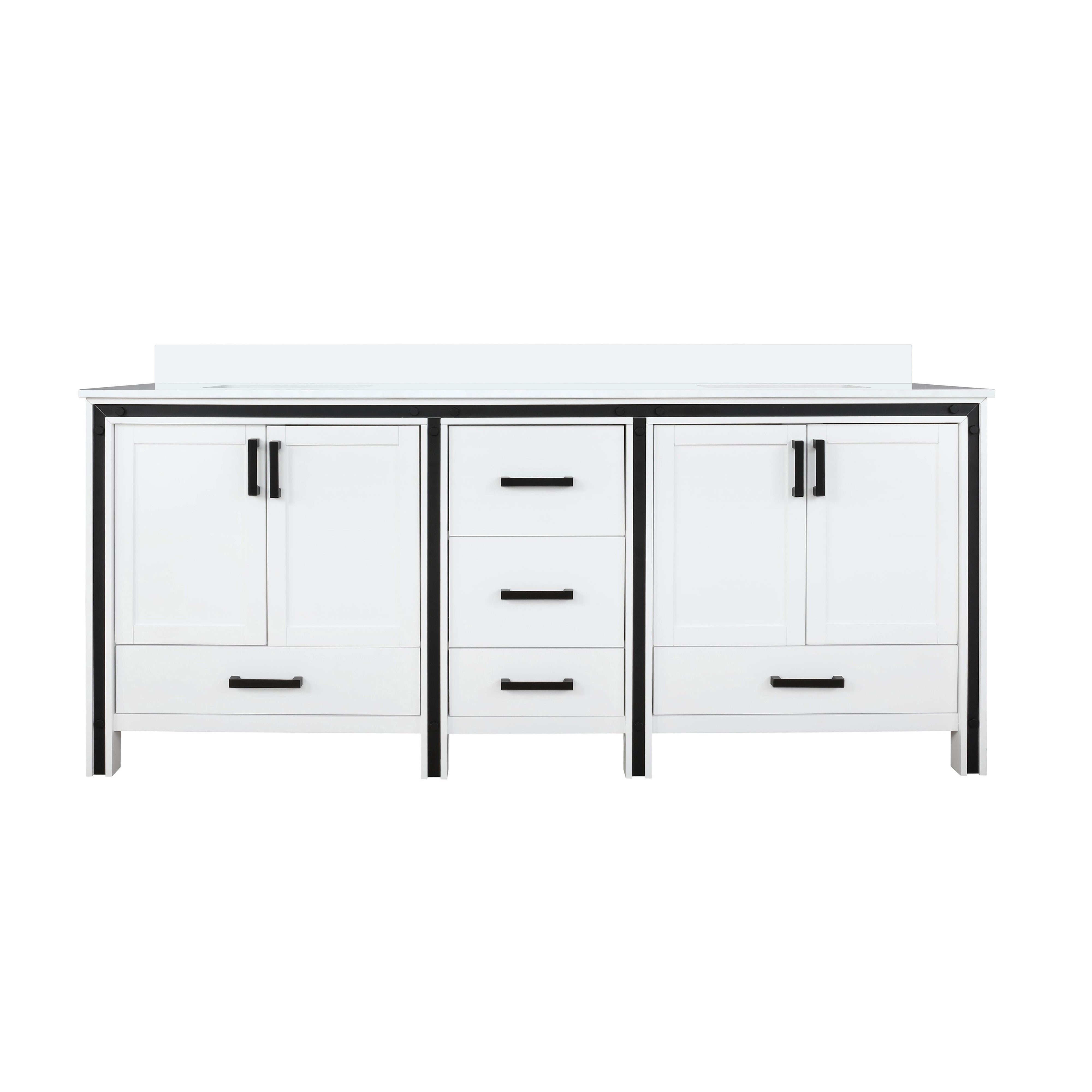 Lexora Ziva 72 in W x 22 in D Double Bath Vanity