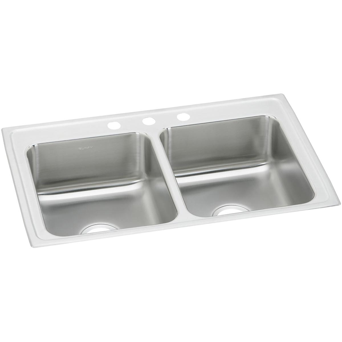 Elkay Celebrity 33" x 19-1/2" x 7-1/8" Equal Double Bowl Drop-in Sink