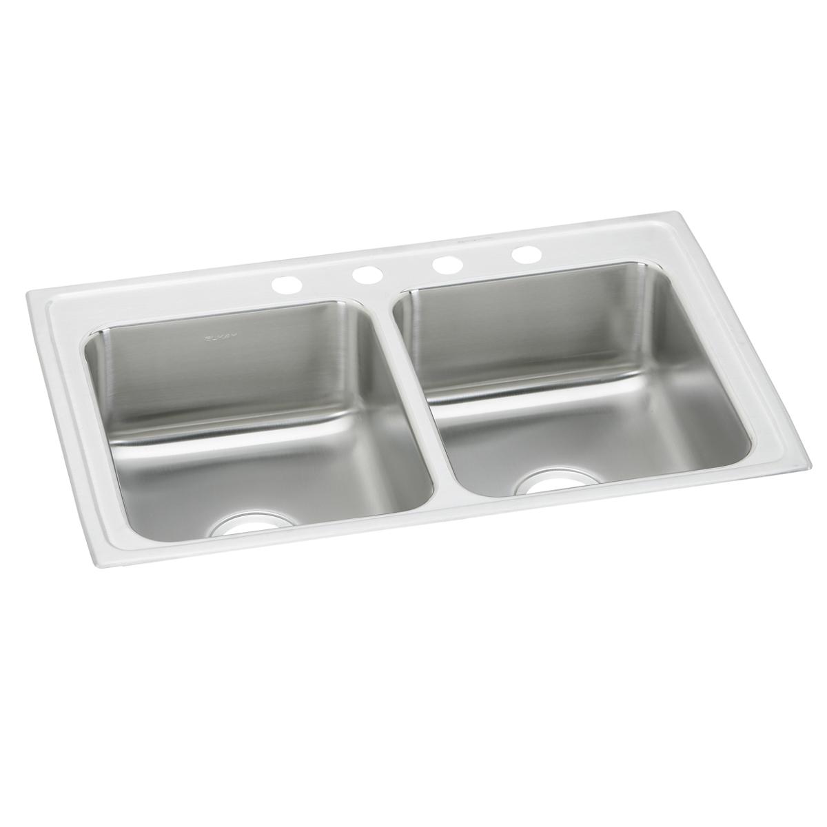 brushed satin double bowl drop-in sink