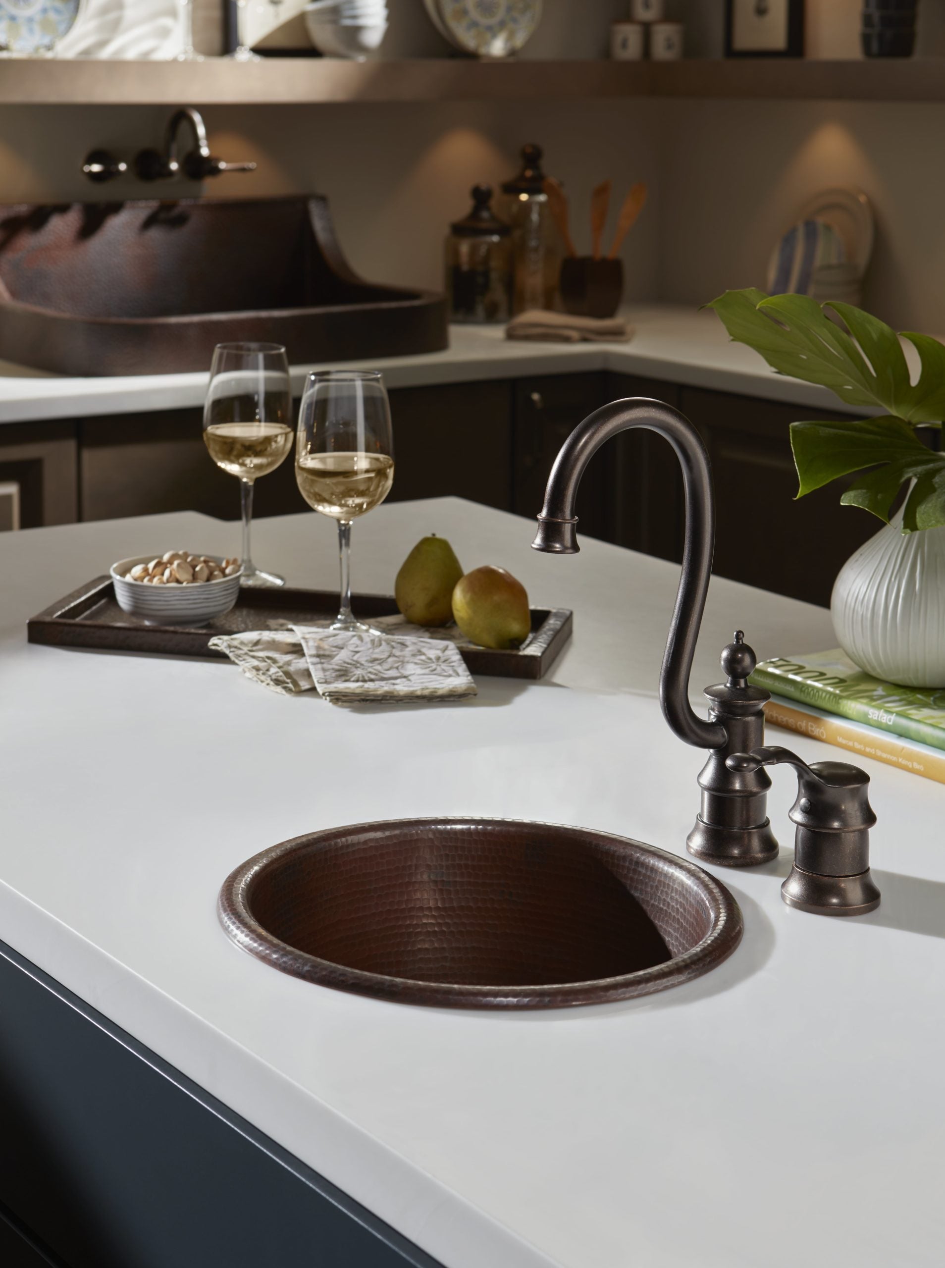 aged copper hammered sink