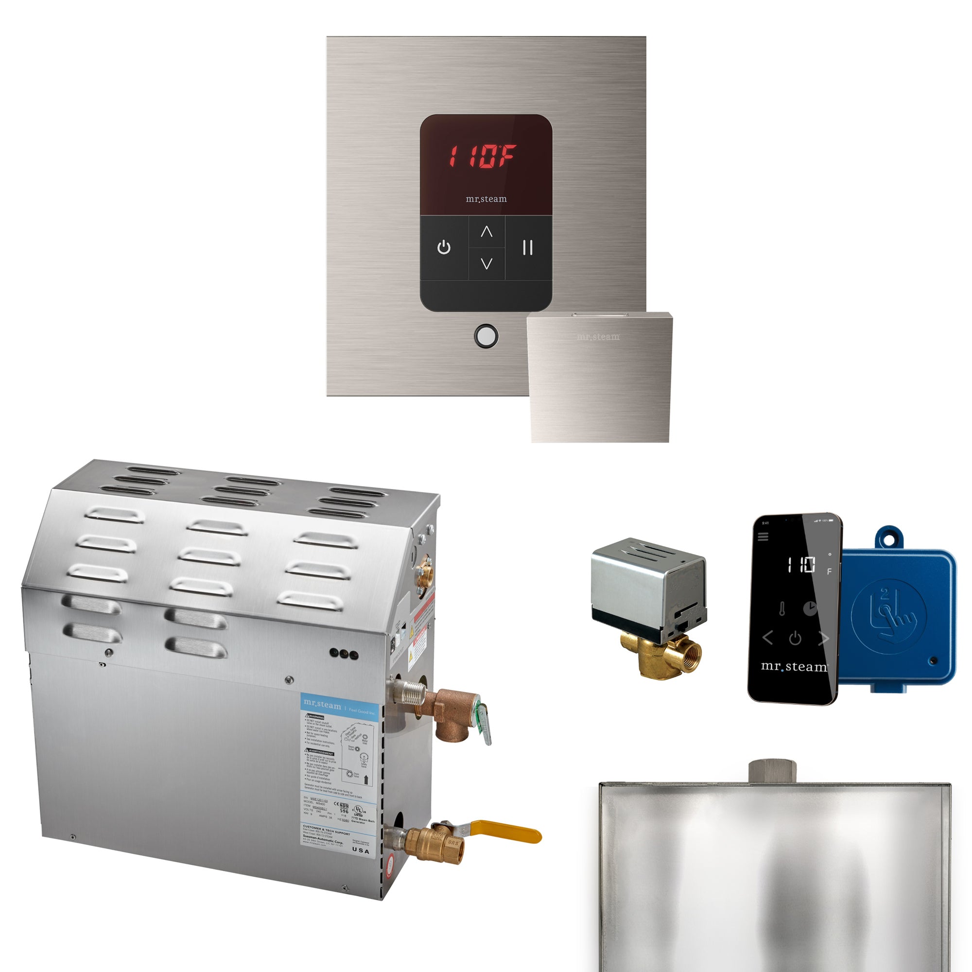 Mr Steam MS 10 kW Steam Shower Generator Package with Square iTempo Control