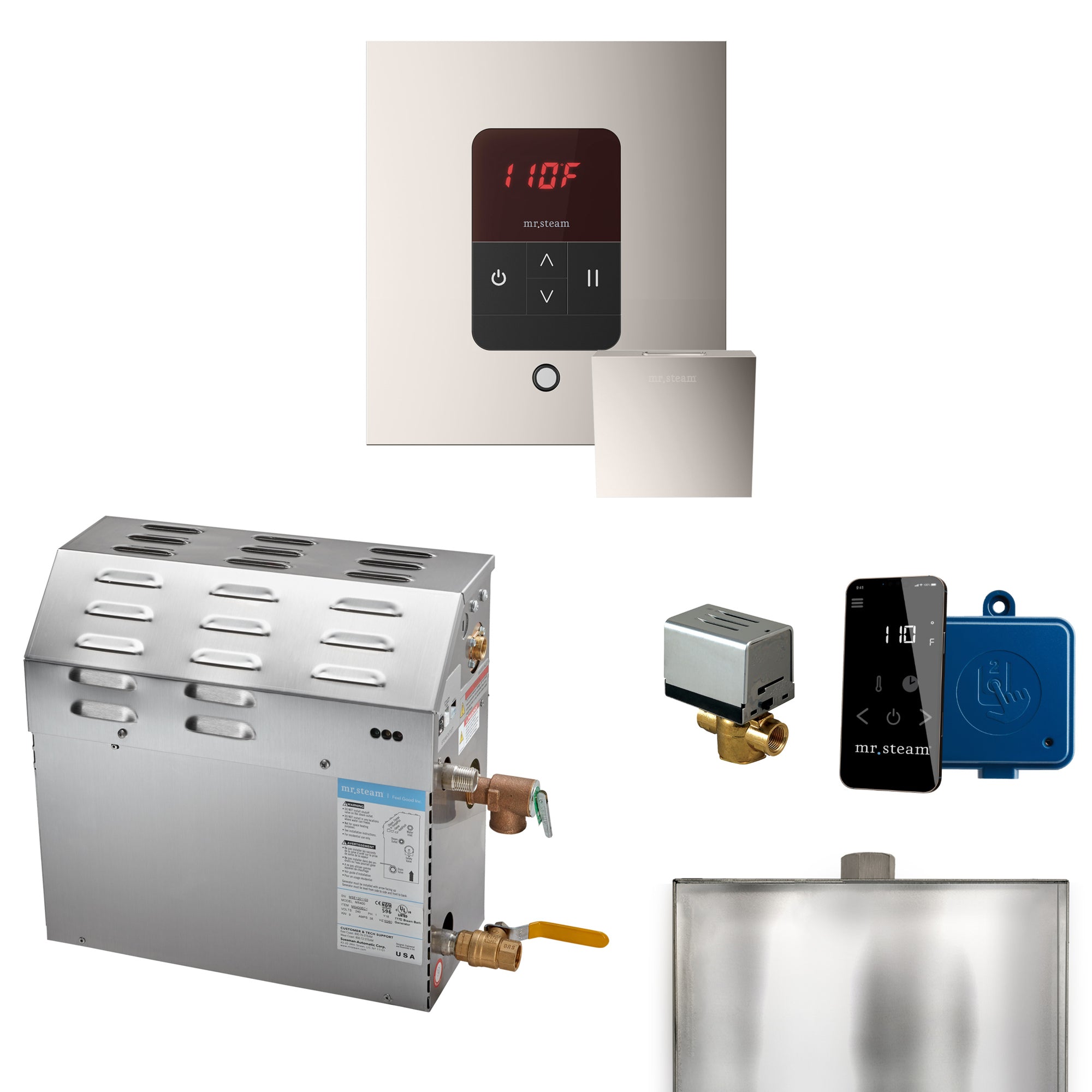 Mr Steam MS 9 kW Steam Shower Generator Package with Square iTempo Control
