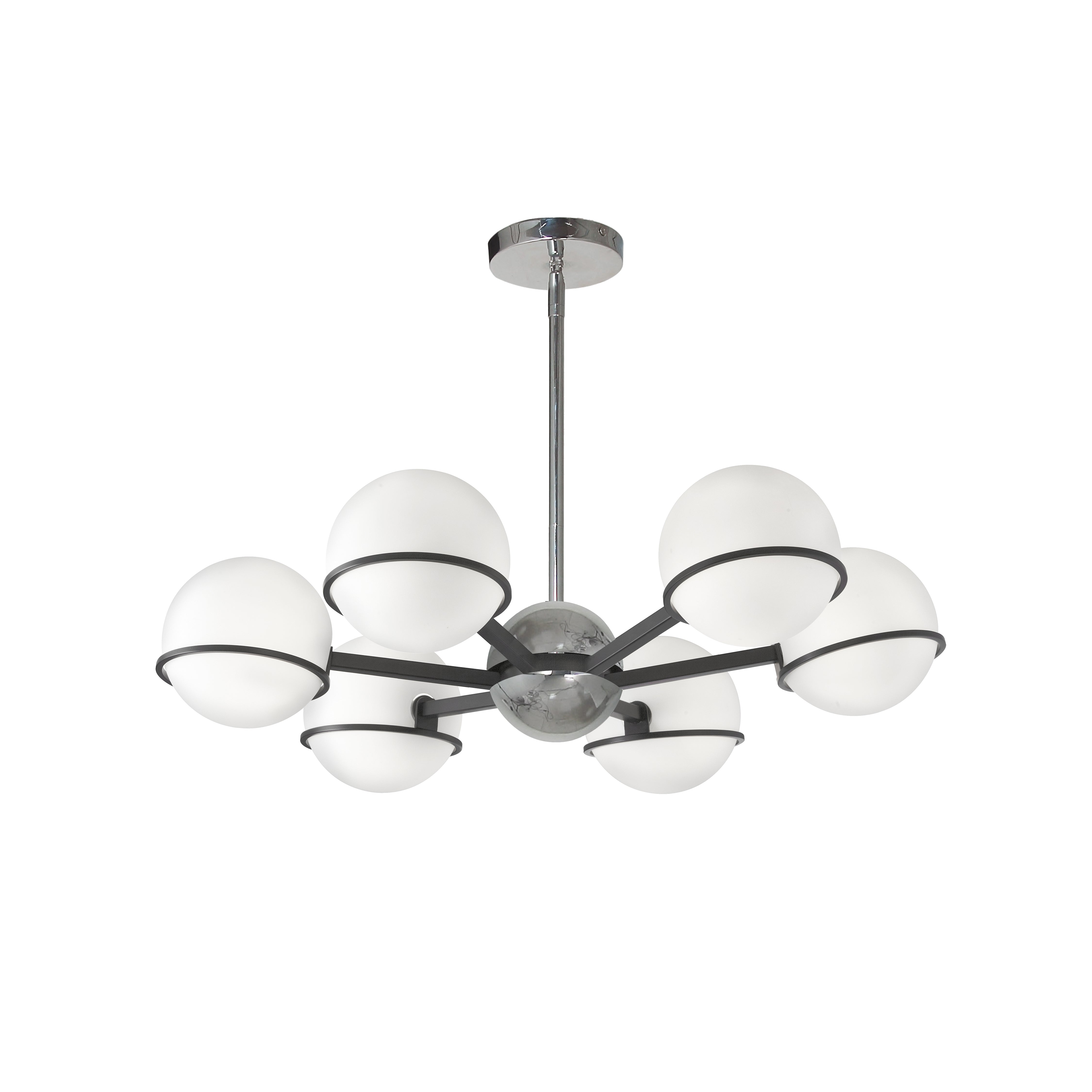 Dainolite 6 Light Halogen Chandelier with White Opal Glass
