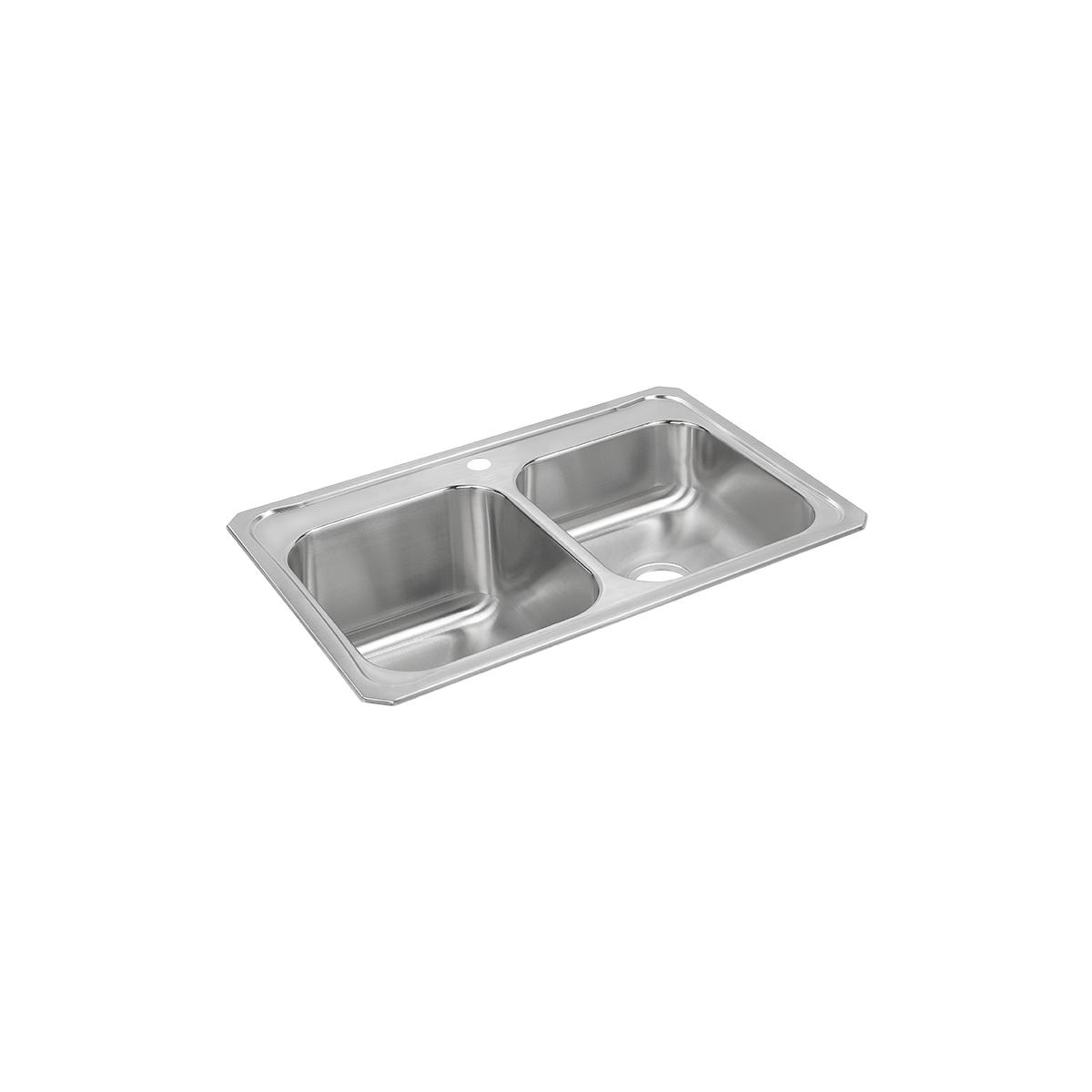 brushed satin double bowl drop-in sink