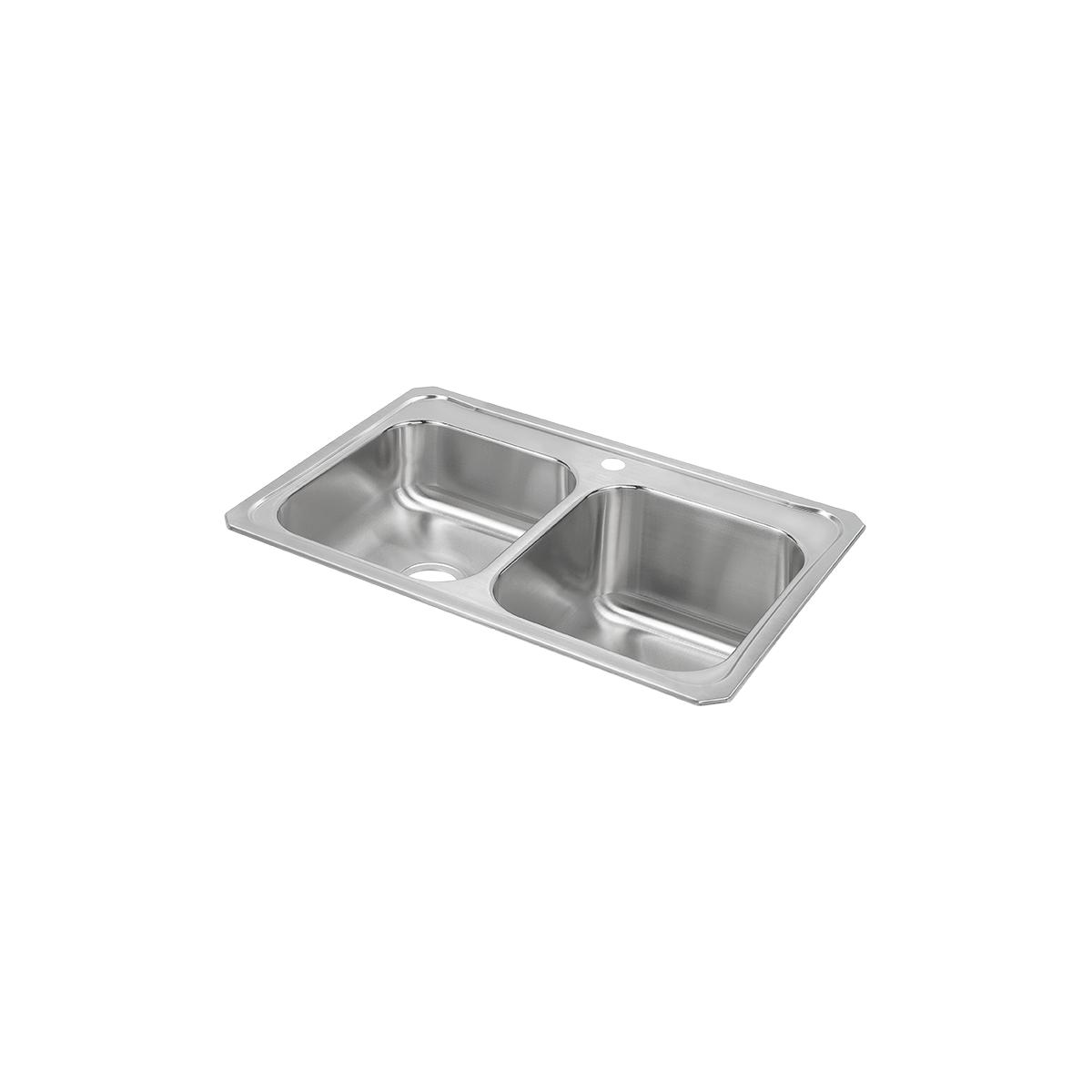 brushed satin double bowl drop-in sink