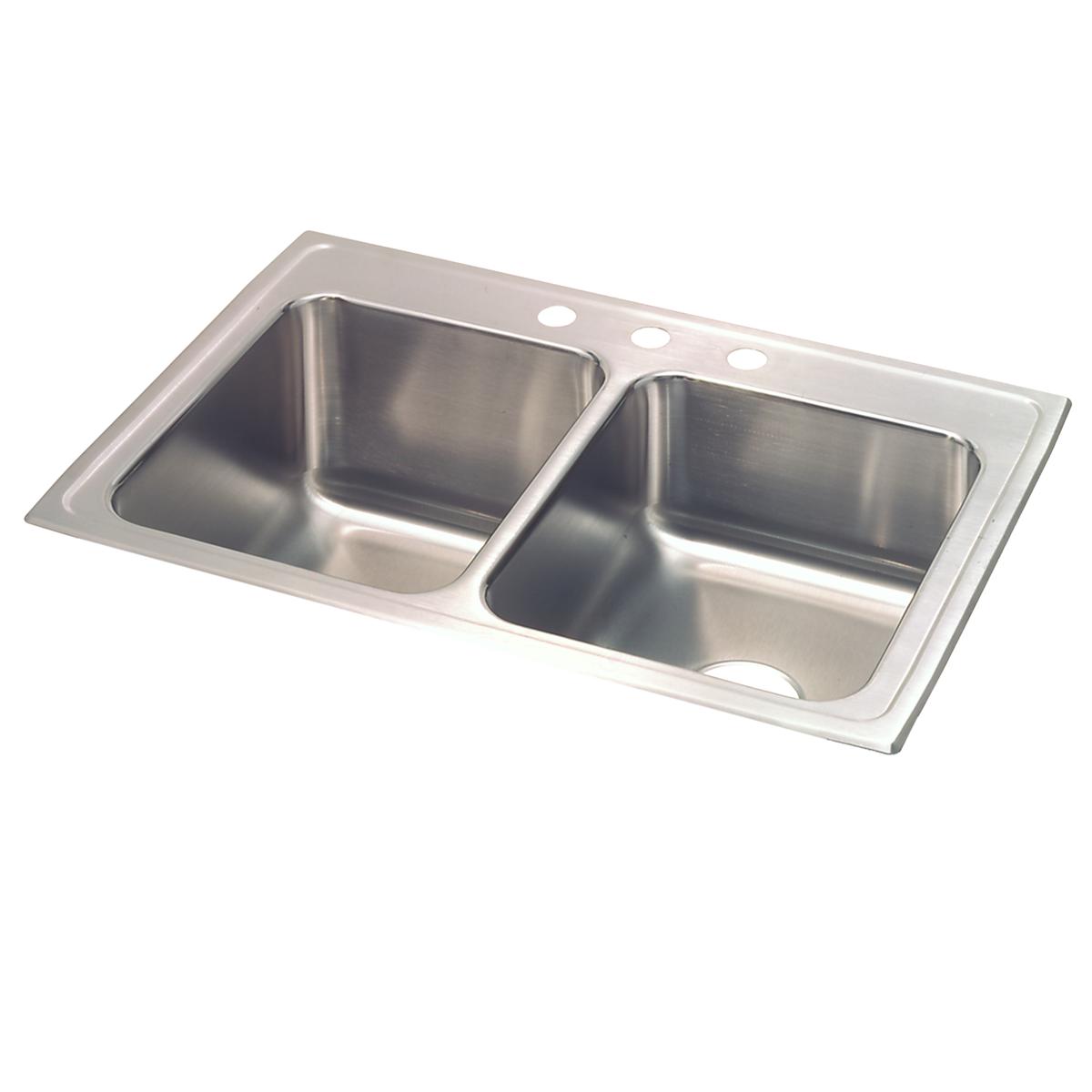 lustrous satin double bowl drop-in sink