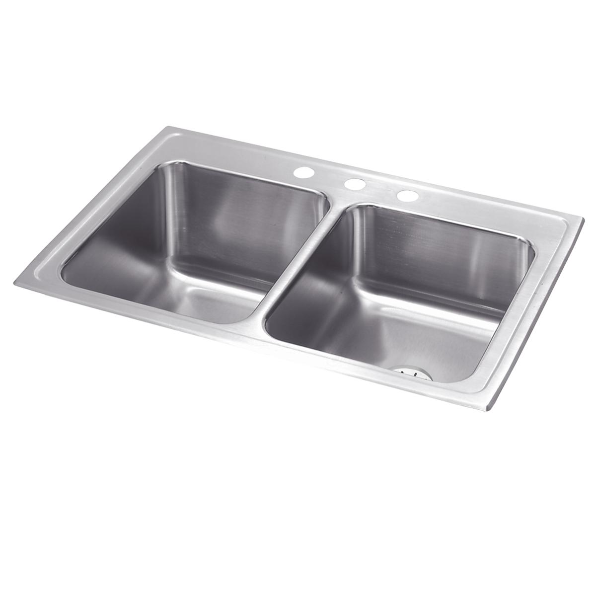 lustrous satin double bowl drop-in sink
