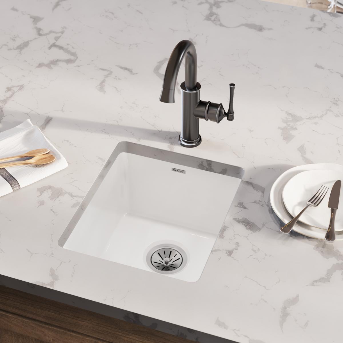 white undermount bar sink