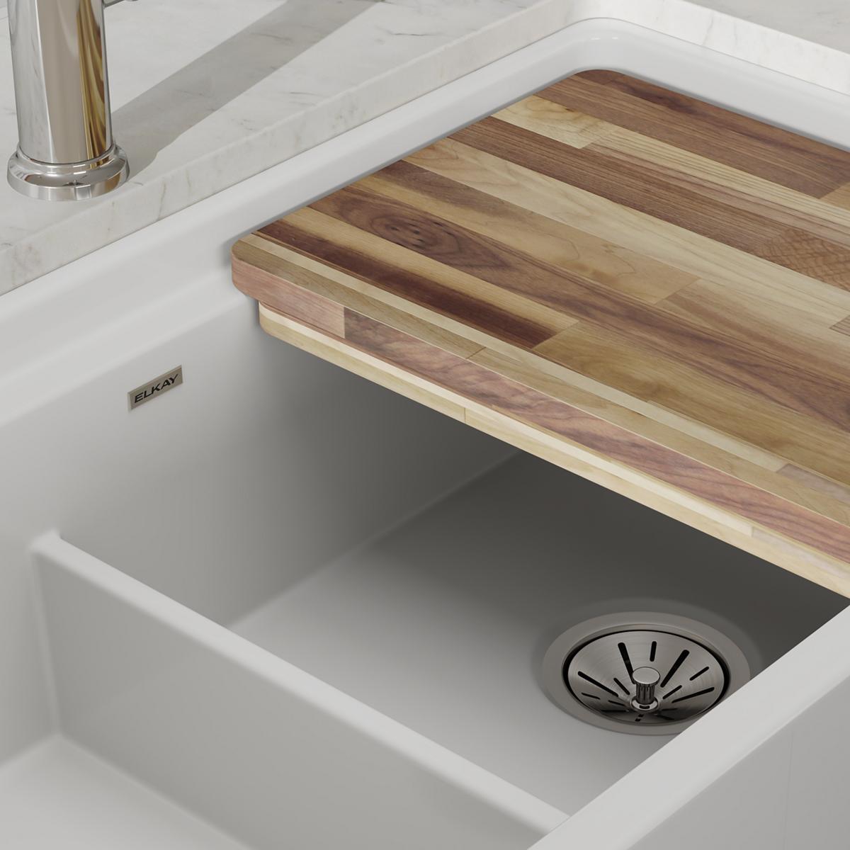 white workstation sink