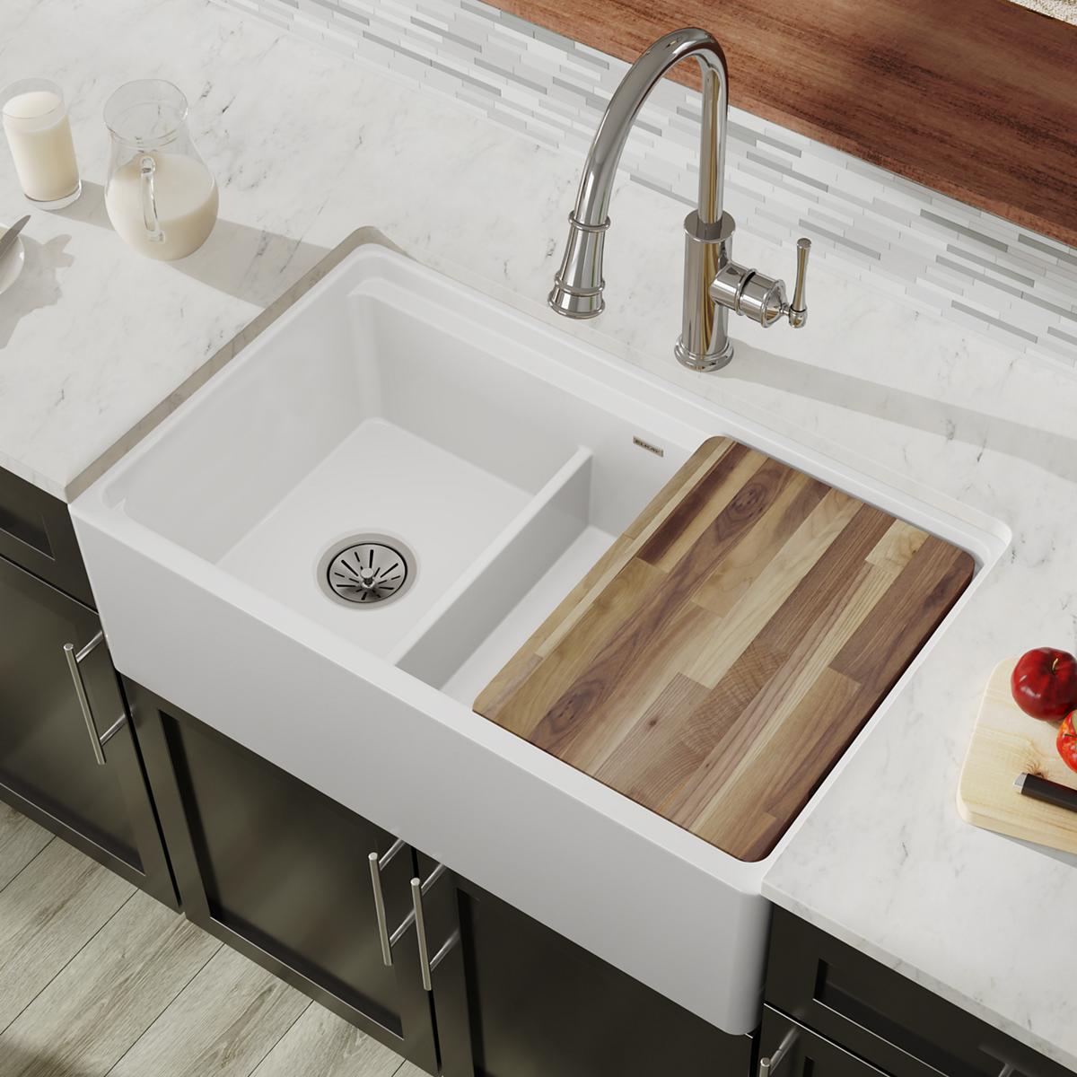 white workstation sink