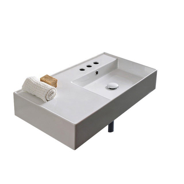 Nameeks Scarabeo Teorema 2.0 32" Rectangular Ceramic Vessel or Wall Mounted Bathroom Sink - Includes Overflow