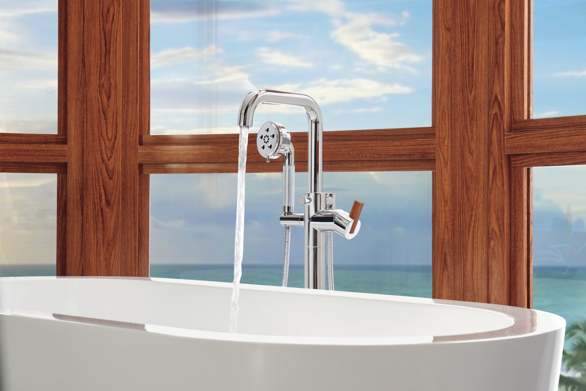 chrome tub filler