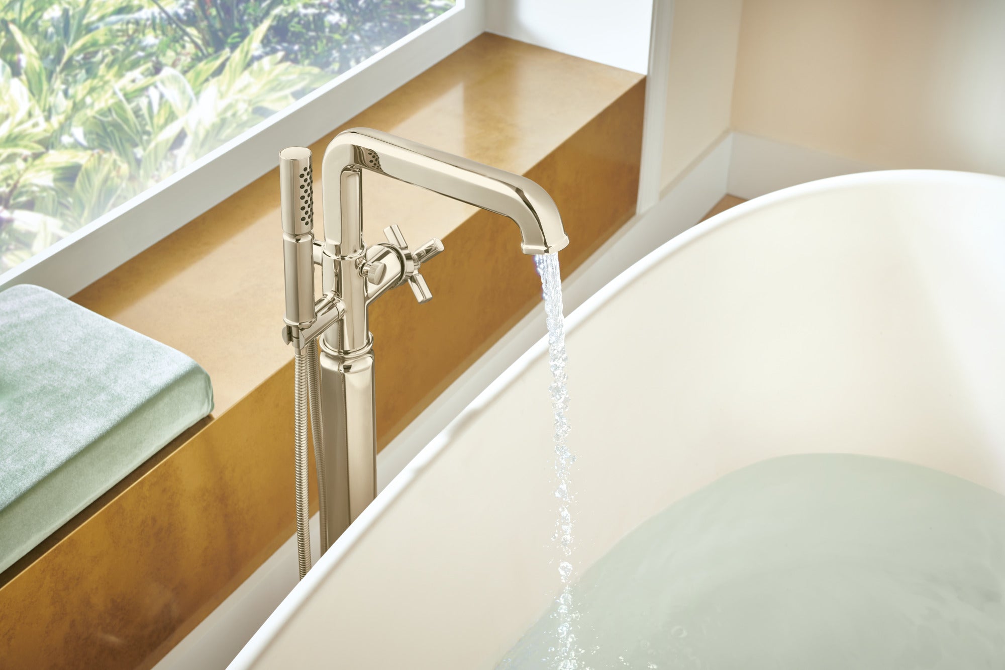 polished nickel tub filler
