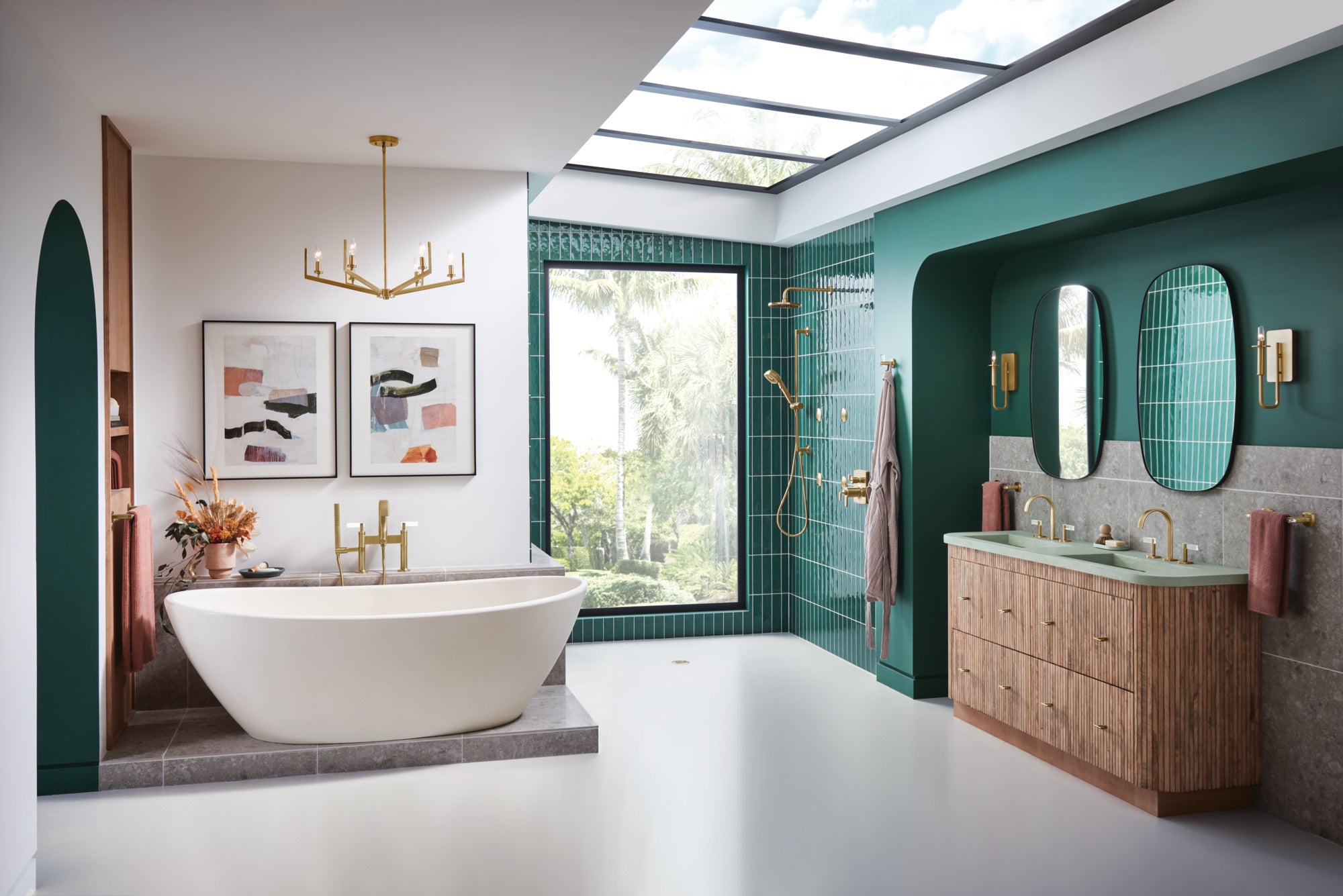 luxe gold / clear acrylic tub filler trim kit