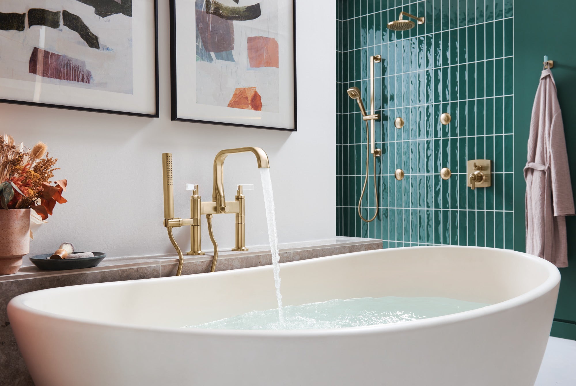 luxe gold / clear acrylic tub filler trim kit