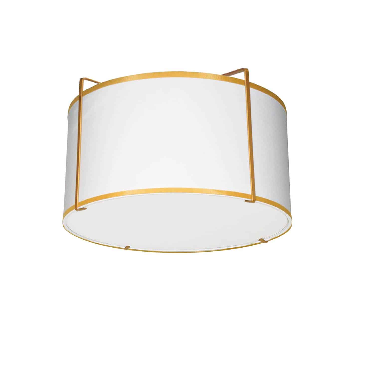 Dainolite 2 Light Flush Mount Drum with White Fabric Diffuser
