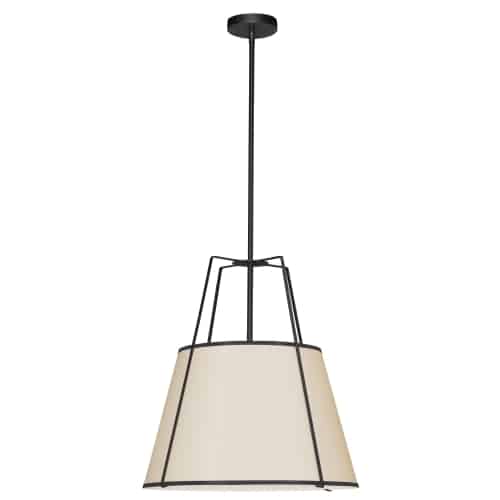 black and cream shade with white fabric diffuser pendants
