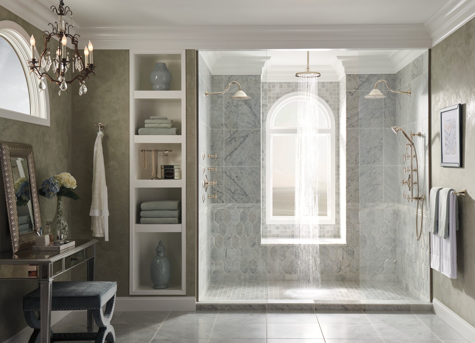 polished nickel shower arm and flange