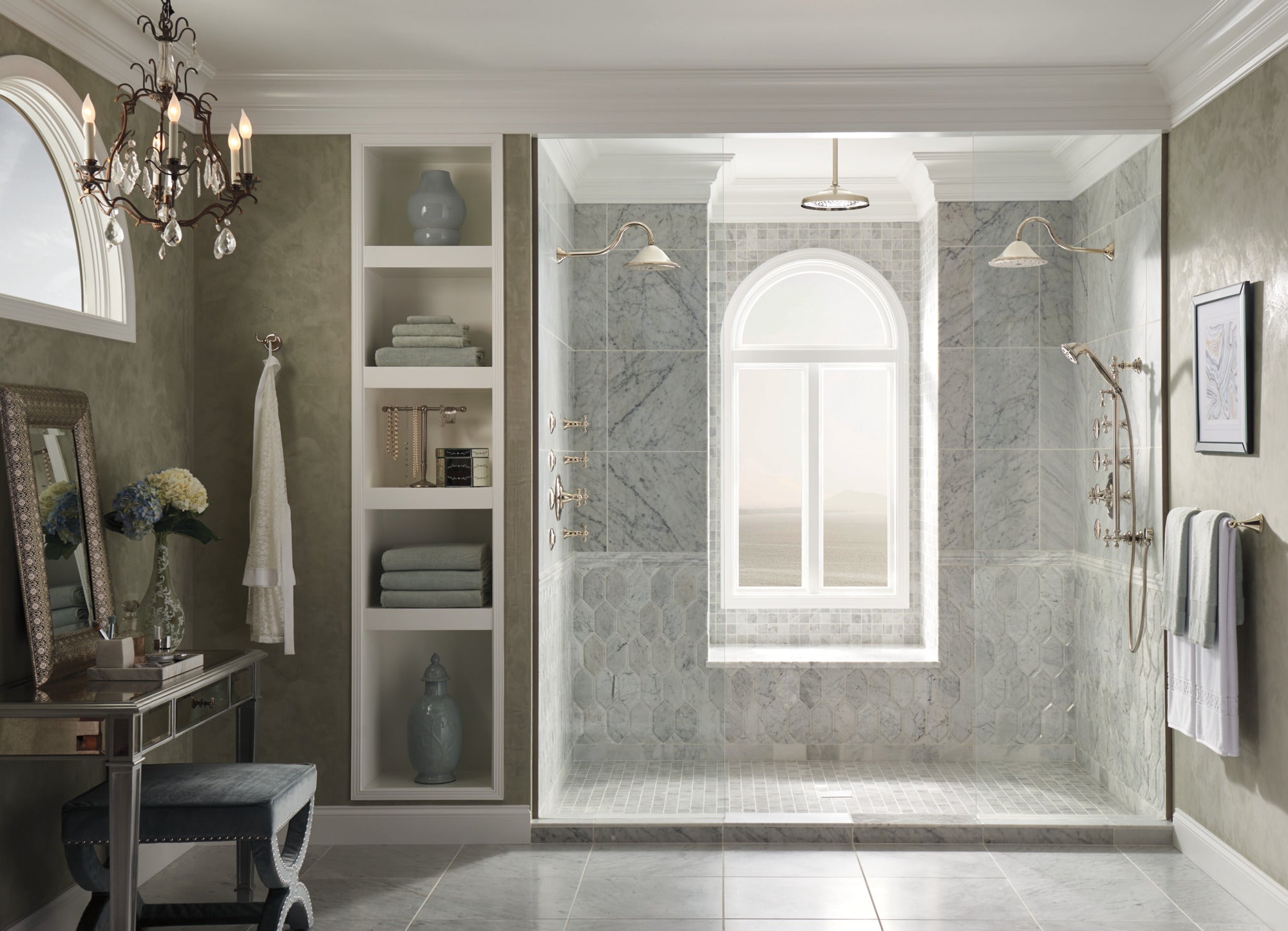 polished nickel shower arm and flange