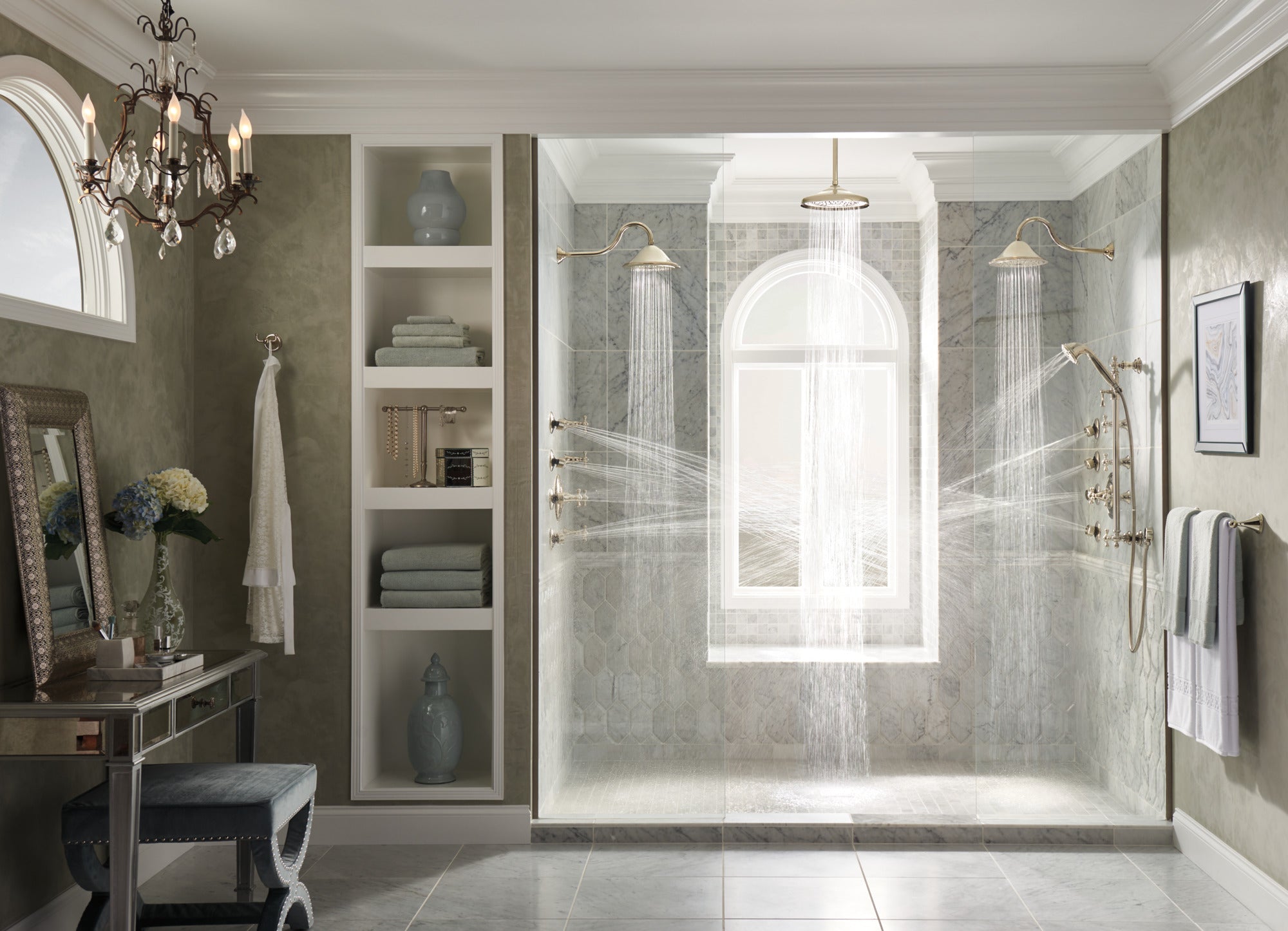 polished nickel shower arm and flange