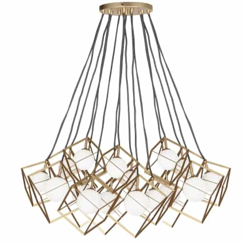 gold with white glass pendants